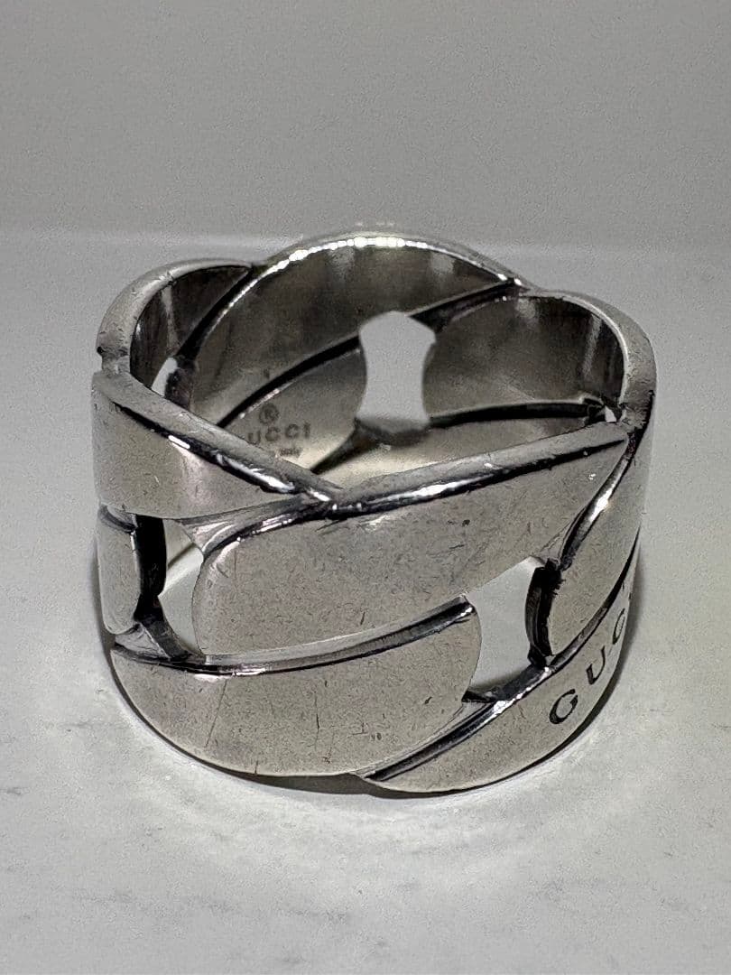 GUCCI チェーンモチーフワイドリング 刻印サイズ:10号【箱/ポーチ付】