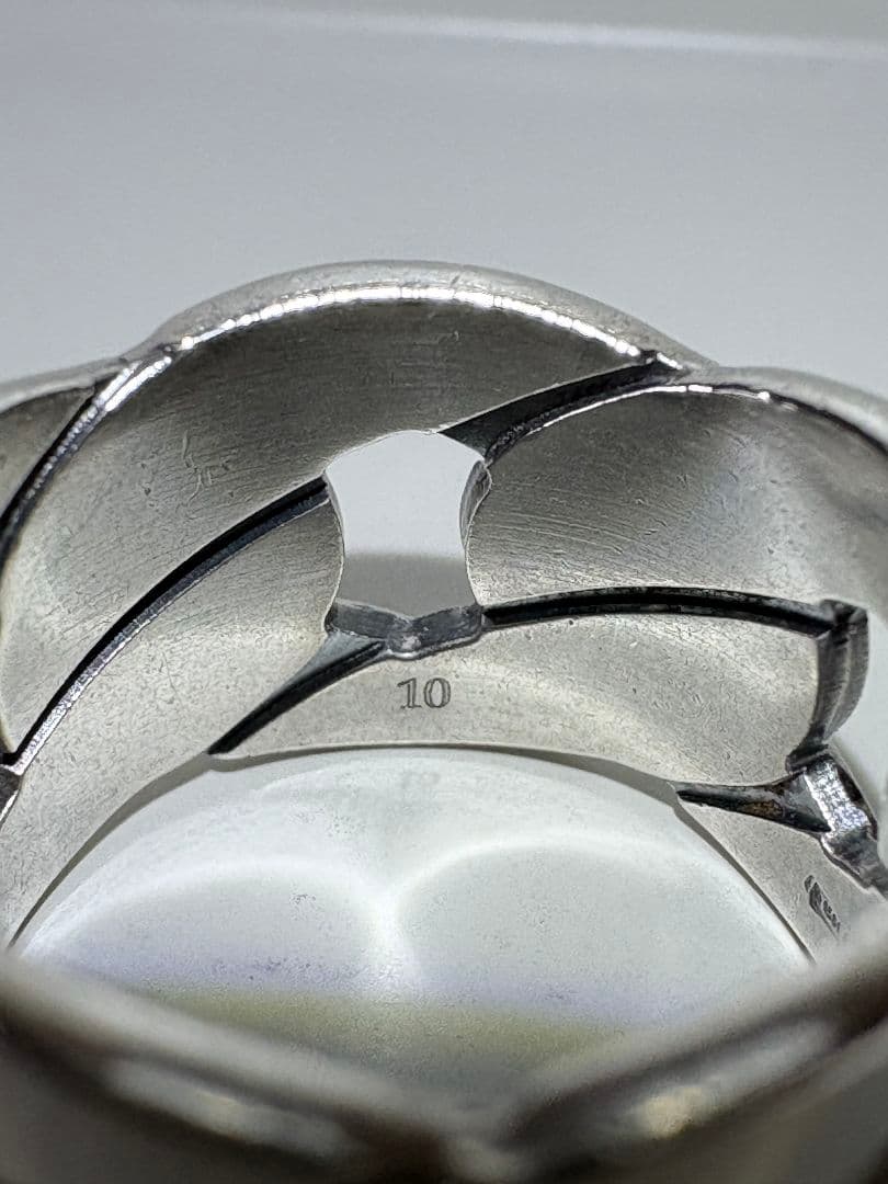 GUCCI チェーンモチーフワイドリング 刻印サイズ:10号【箱/ポーチ付】