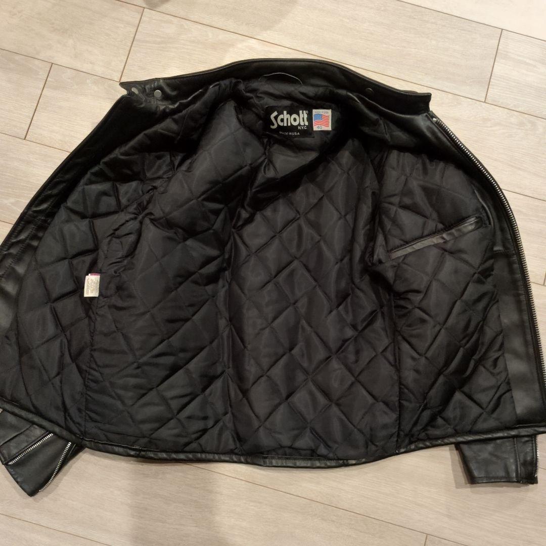 Schott シングルライダースジャケット ブラック 40