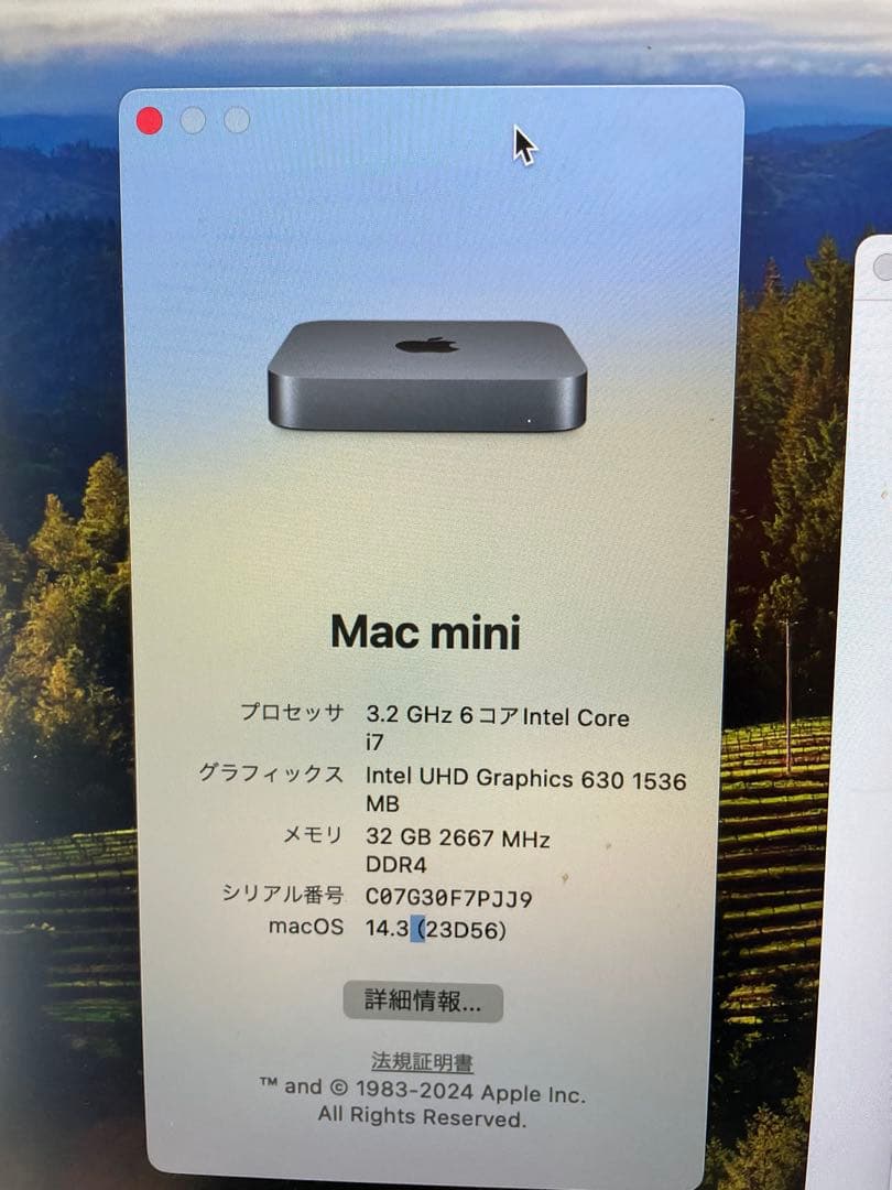 Macデスクトップ Mac mini 2018 i7 32GB 1TB