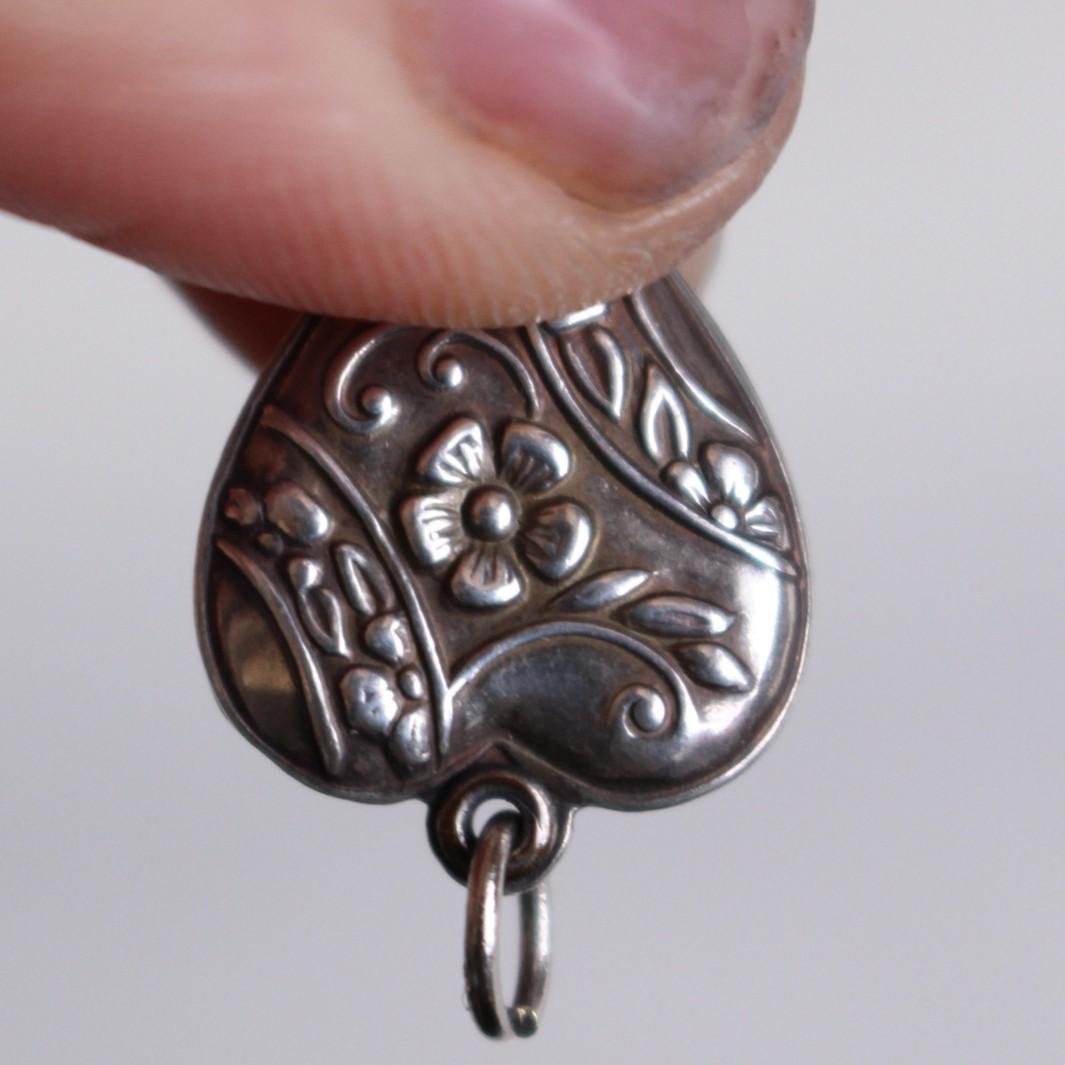 40s　スウィートハートジュエリー　WW2　シルバー　チャーム　勿忘草　古着