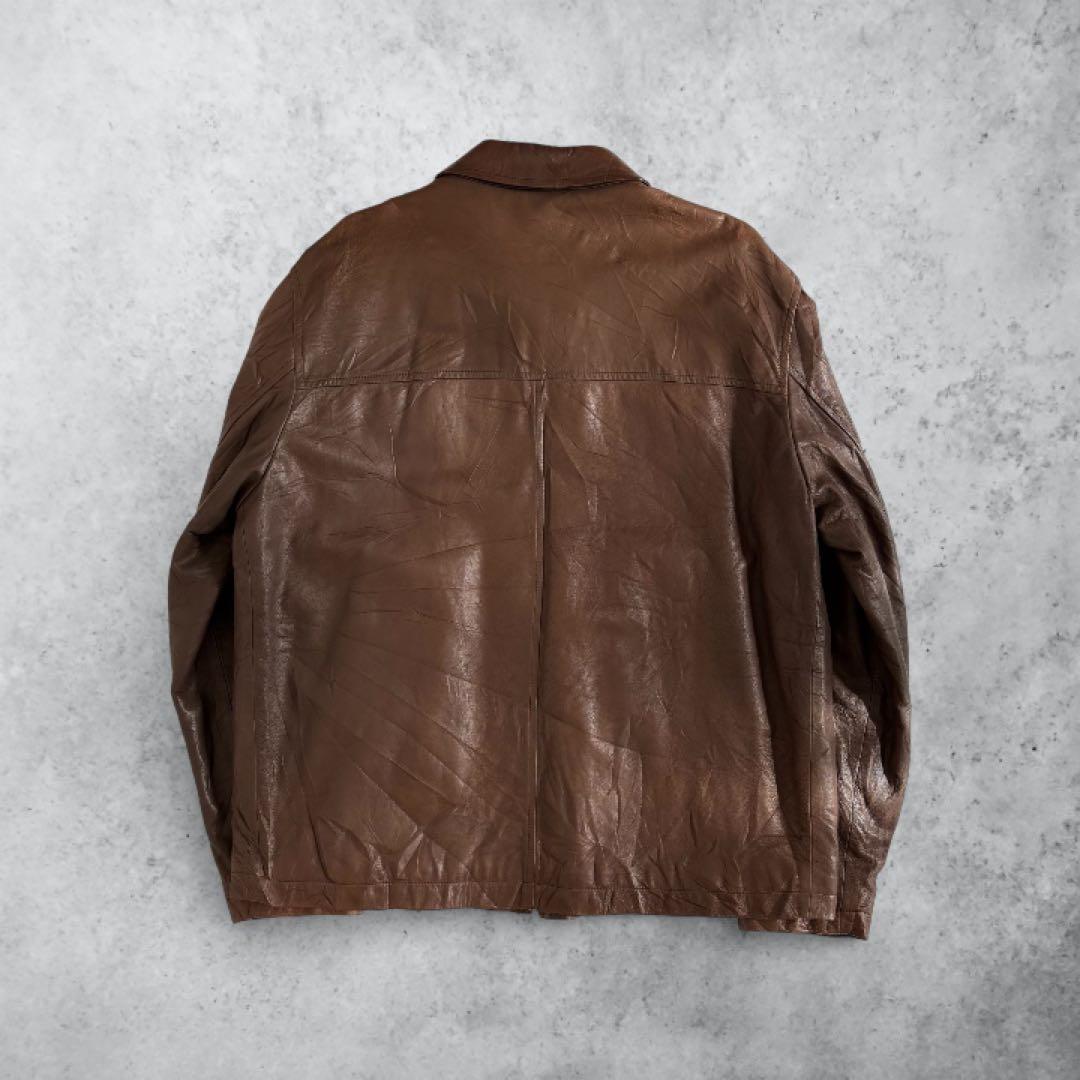 【最高級スペイン製】Burburry 山羊革 レザージャケット 50