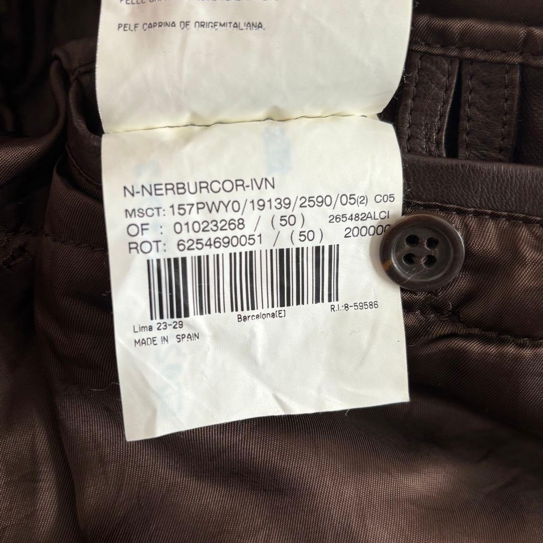 【最高級スペイン製】Burburry 山羊革 レザージャケット 50