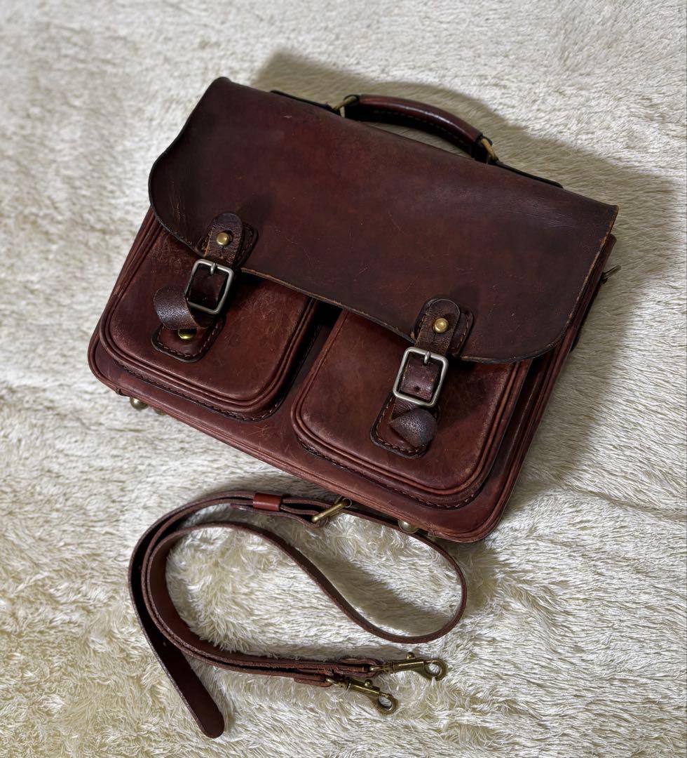 HERZ ヘルツ ギボシ留め 2way レザー ハンドバッグ ショルダーバッグ