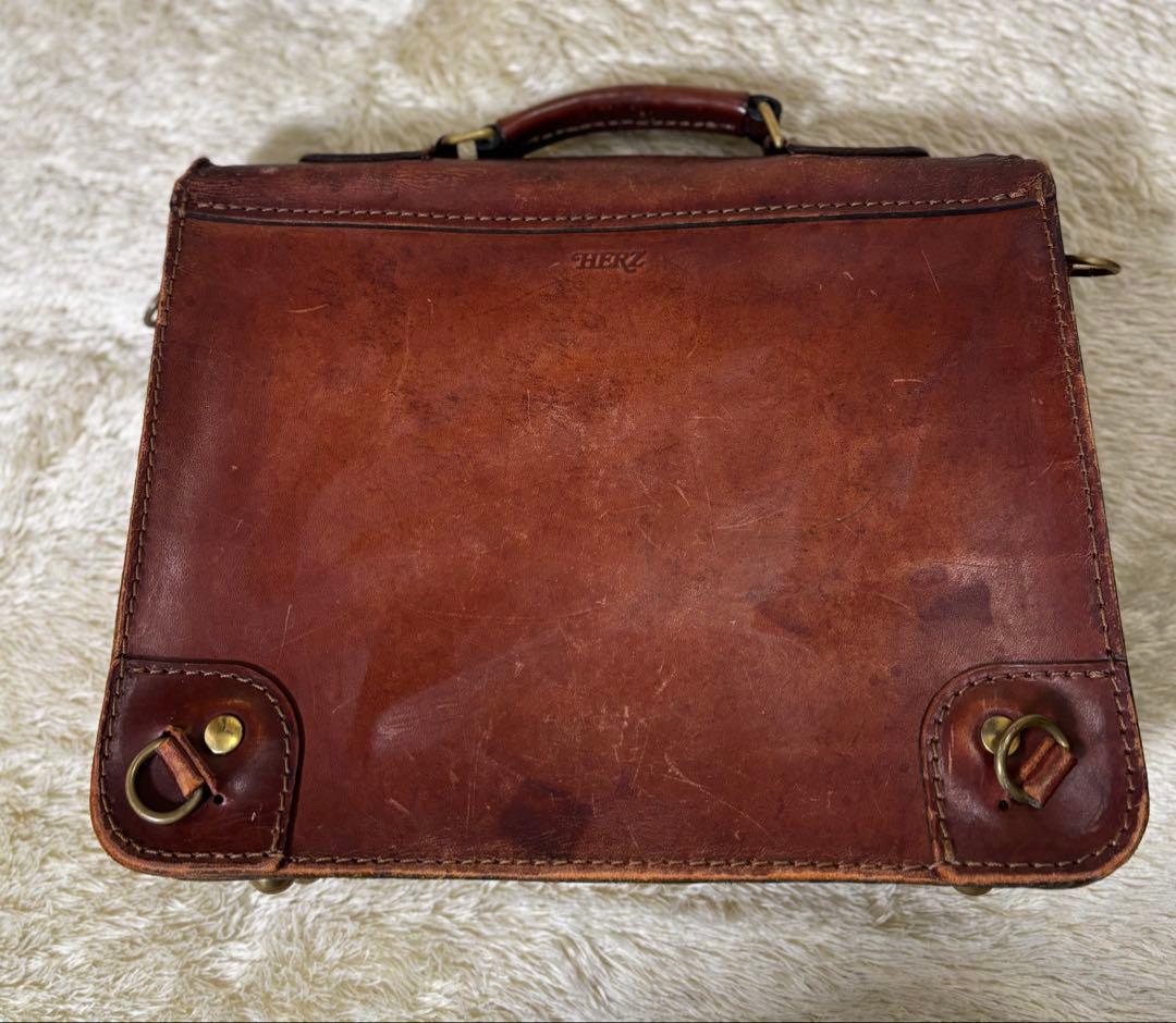 HERZ ヘルツ ギボシ留め 2way レザー ハンドバッグ ショルダーバッグ