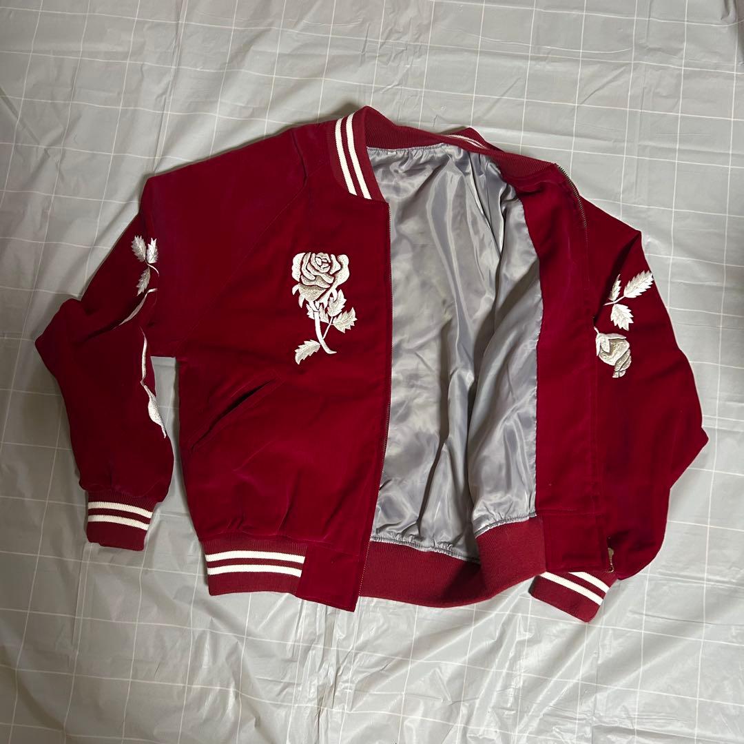 【美品】横須賀プリンス商会　ビンテージスカジャン　別珍　ベロア　M ワインレッド