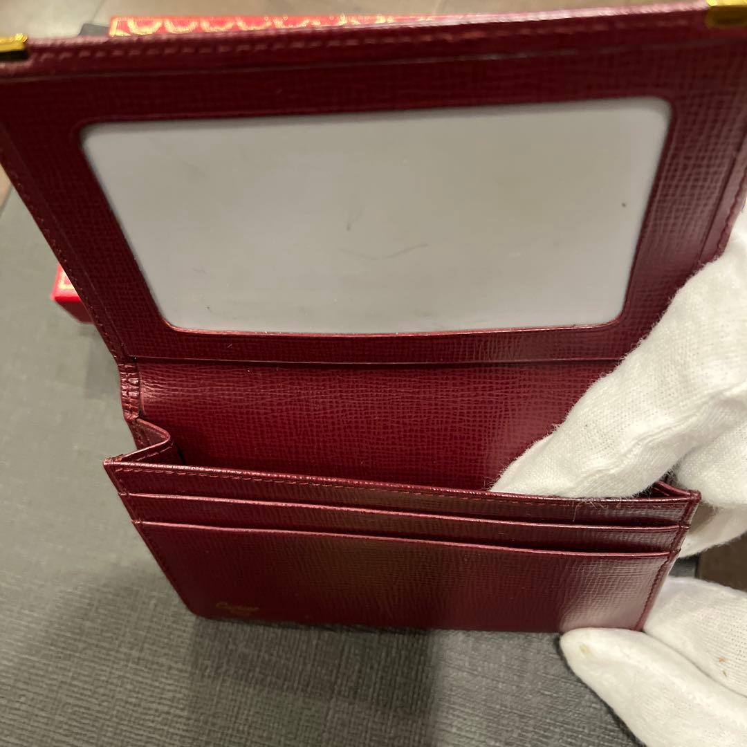 カルティエ マストライン 名刺入れ カードケース パスケース レザー ボルドー