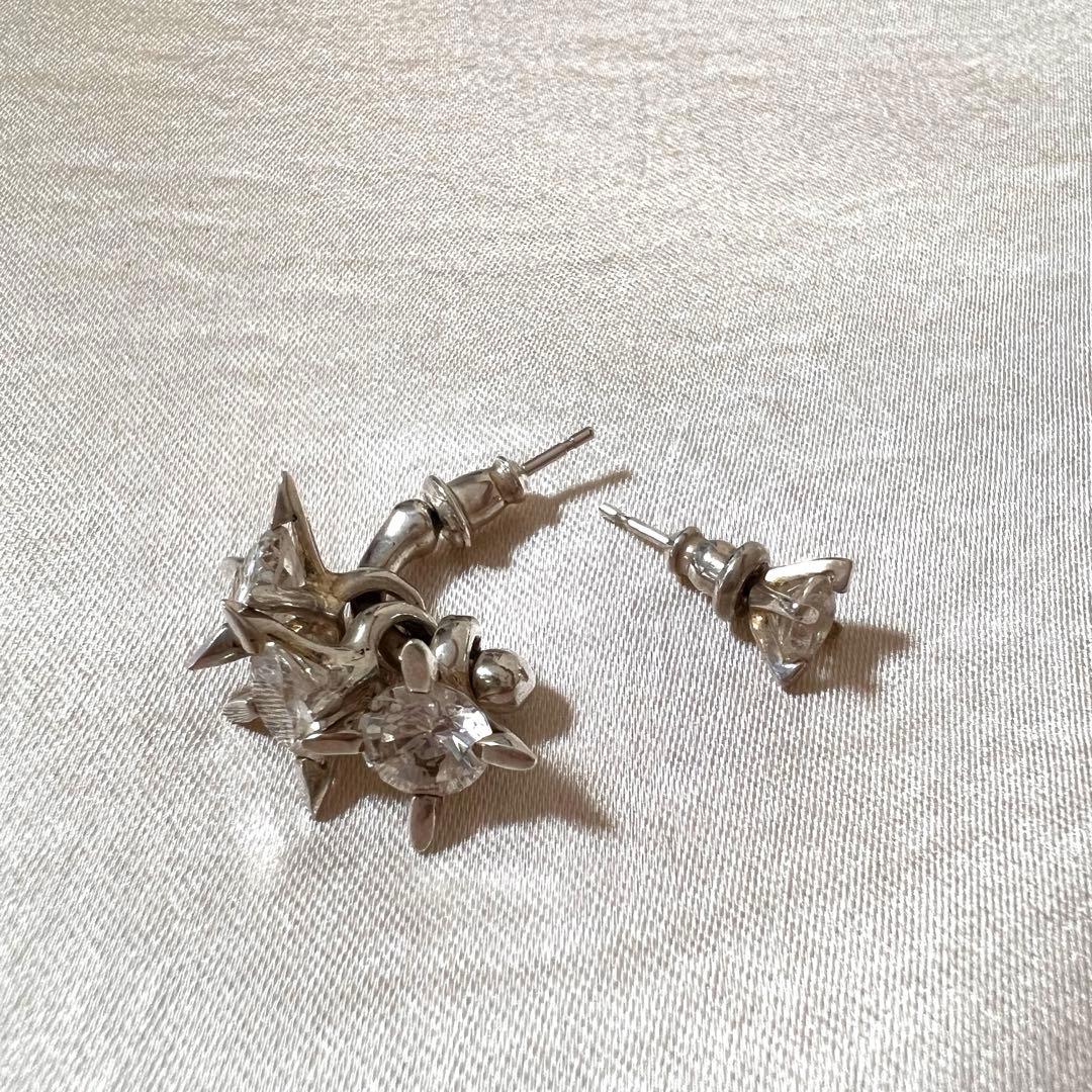 e.m. 片耳用ピアス 2点セット シルバー925 ジルコニア