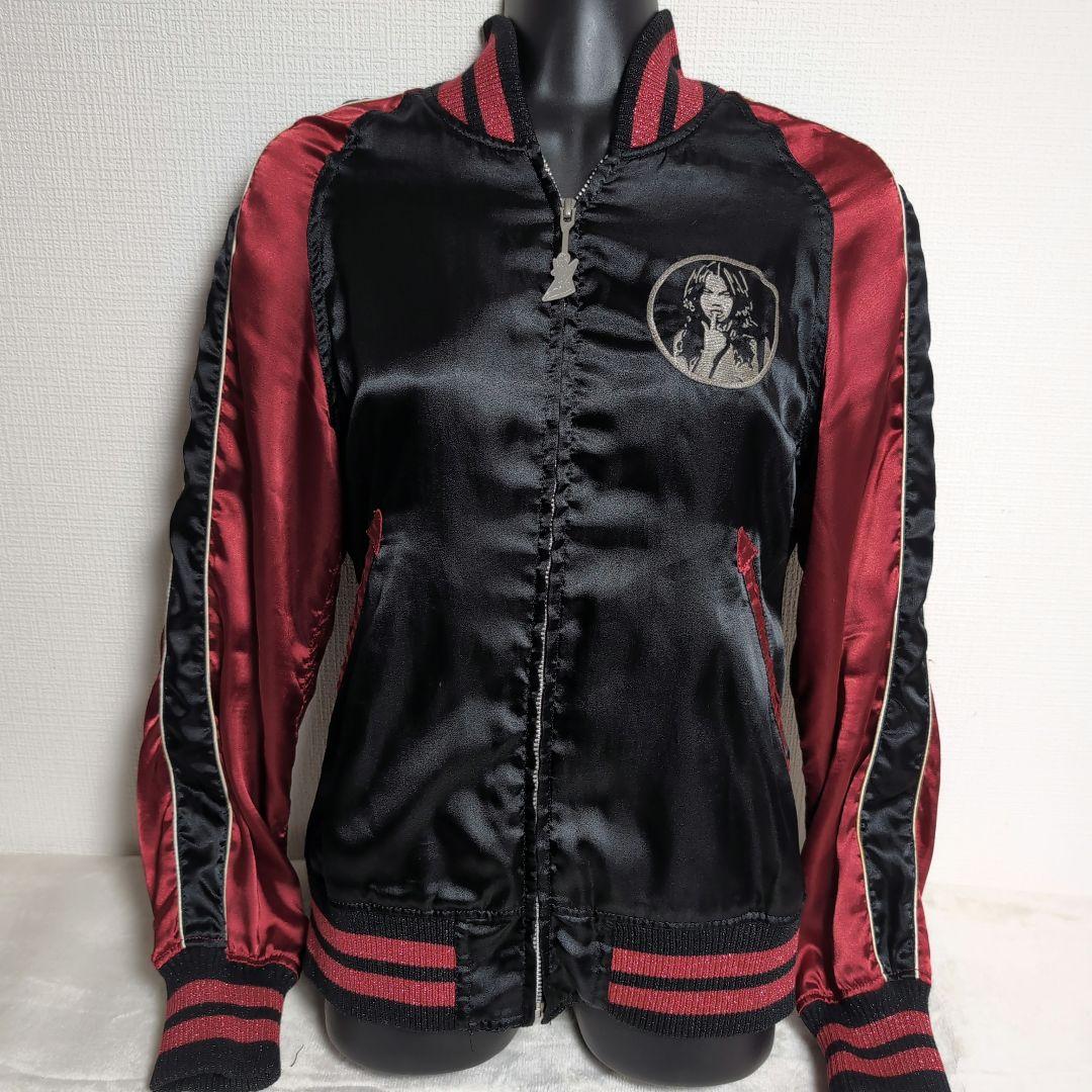 de15 HYSTERIC GLAMOUR スカジャン 黒×赤 レディースL相当