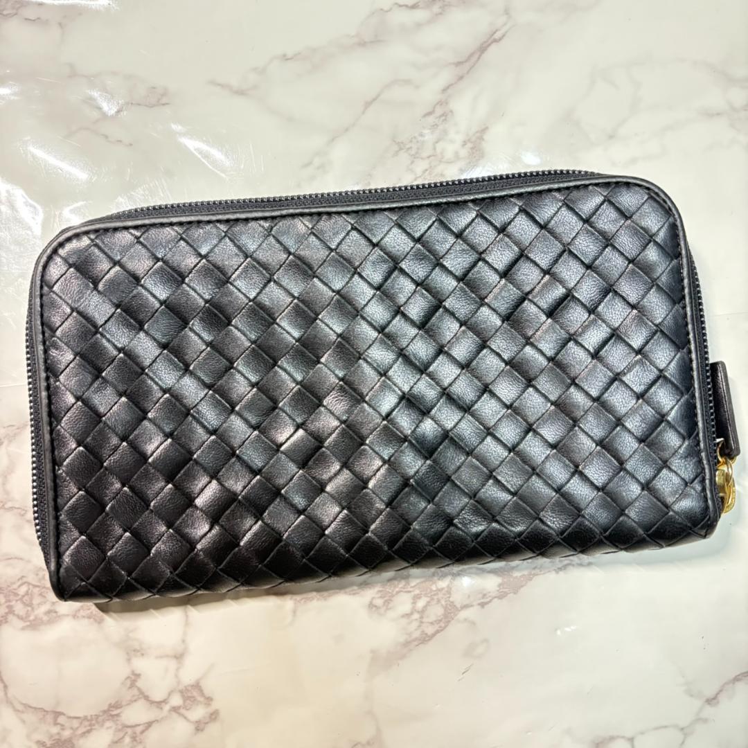 【早い者勝ち】ボッテガヴェネタ 長財布 ブラック ラウンドファスナー #B591