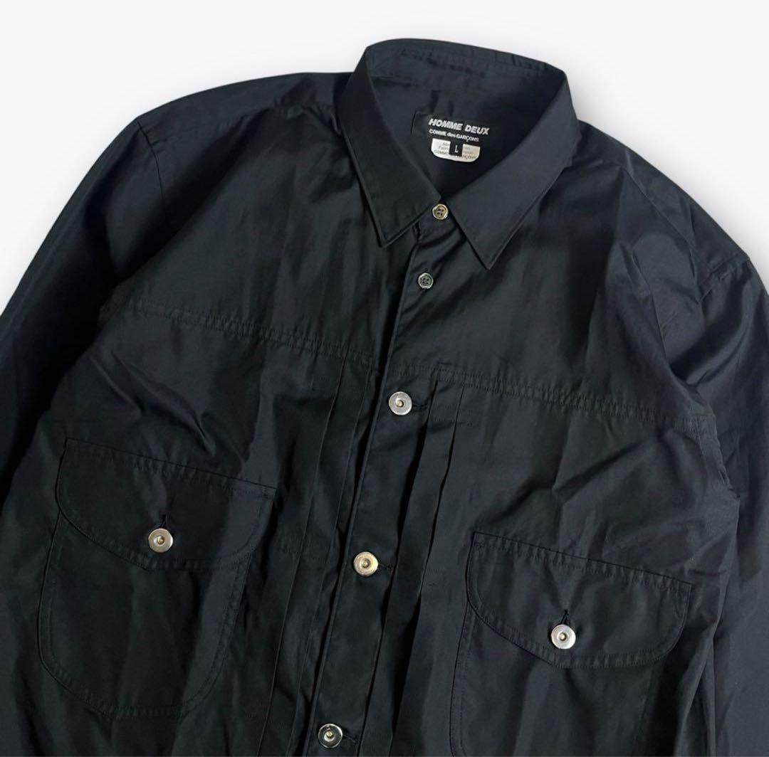 ヒ*ー様 コムデギャルソン オム ドゥ ドレスシャツ ブラック ドッキング L