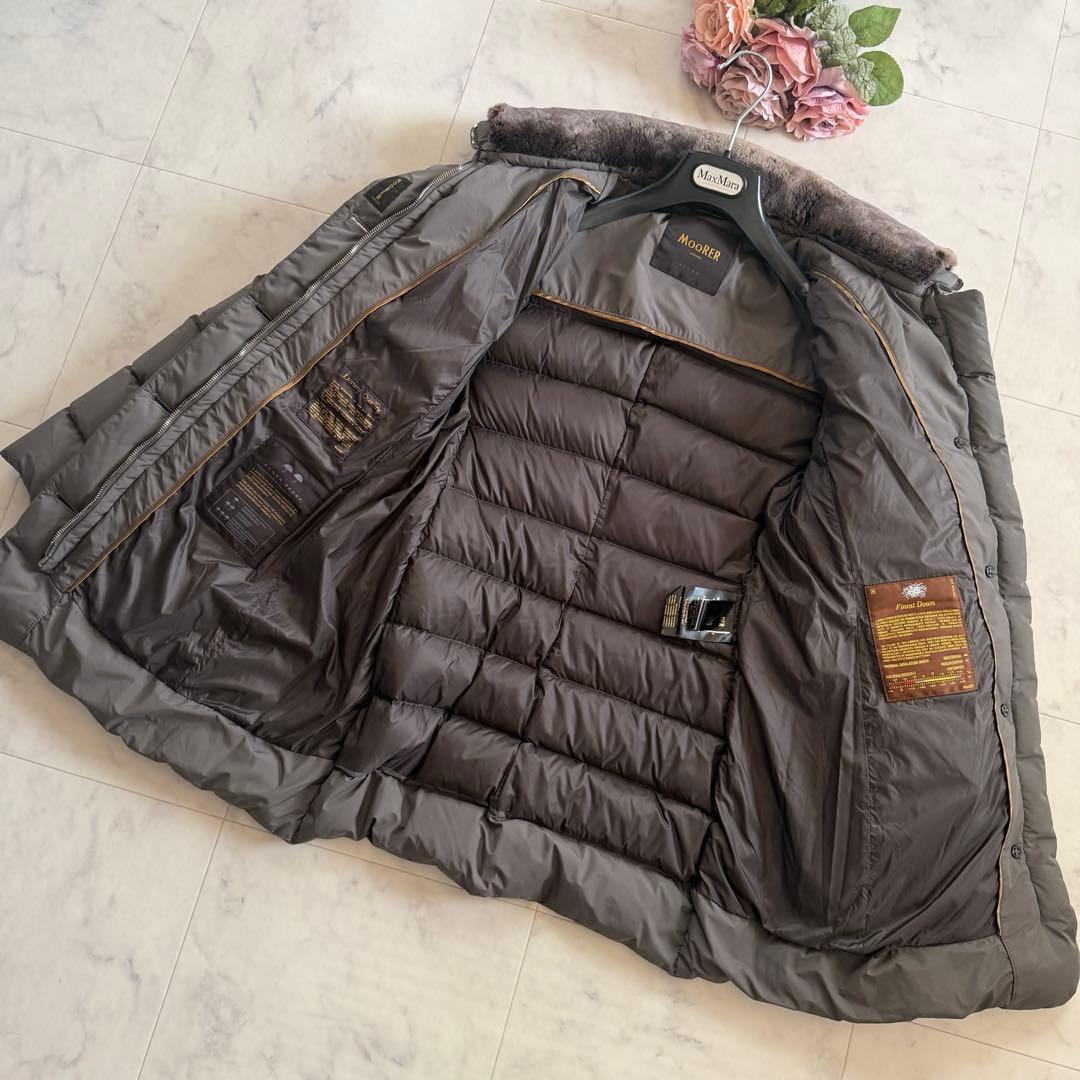 希少★MooRER エレッタ ダウンコート ファー付き 軽量 42 ブラウン