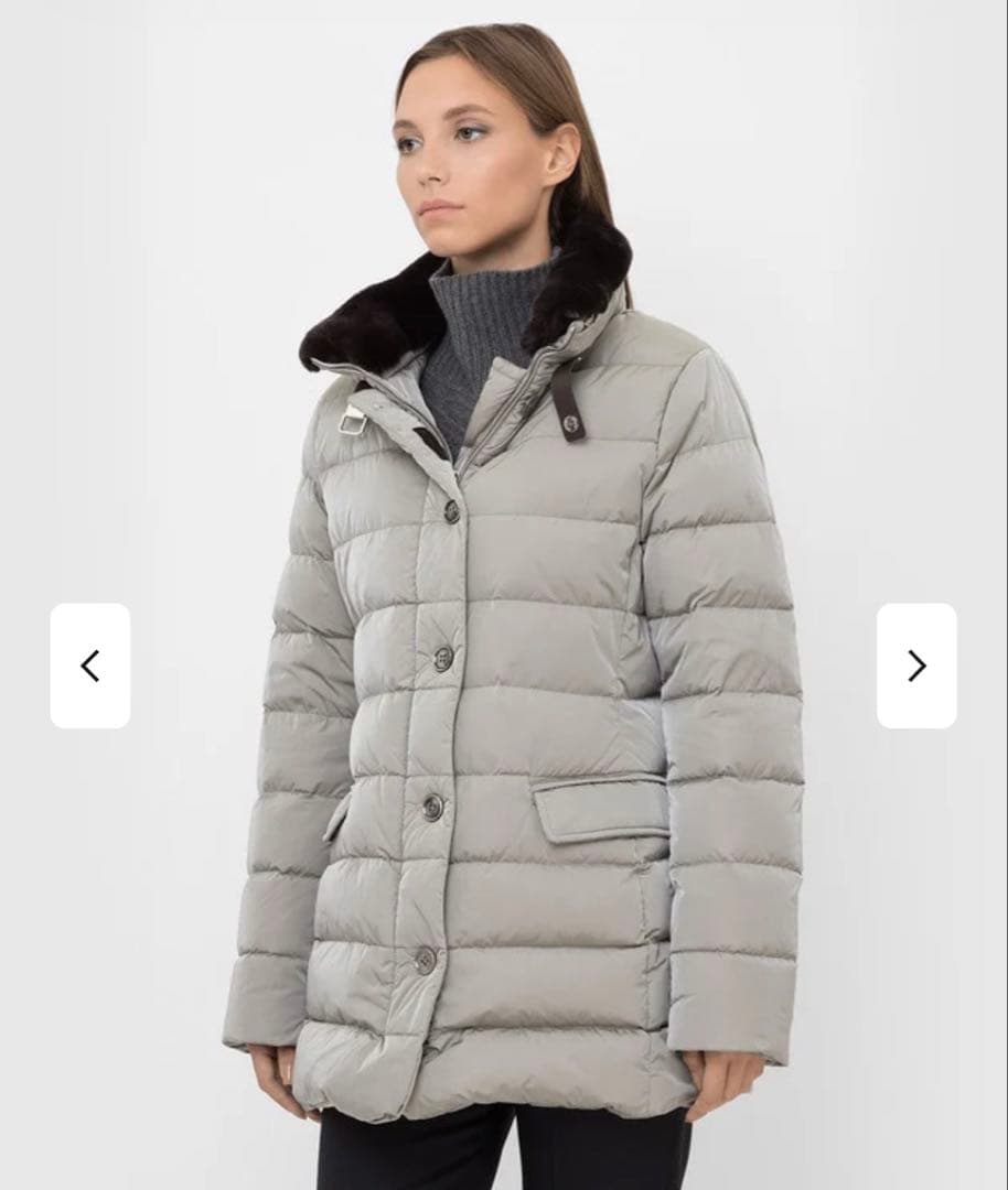 希少★MooRER エレッタ ダウンコート ファー付き 軽量 42 ブラウン