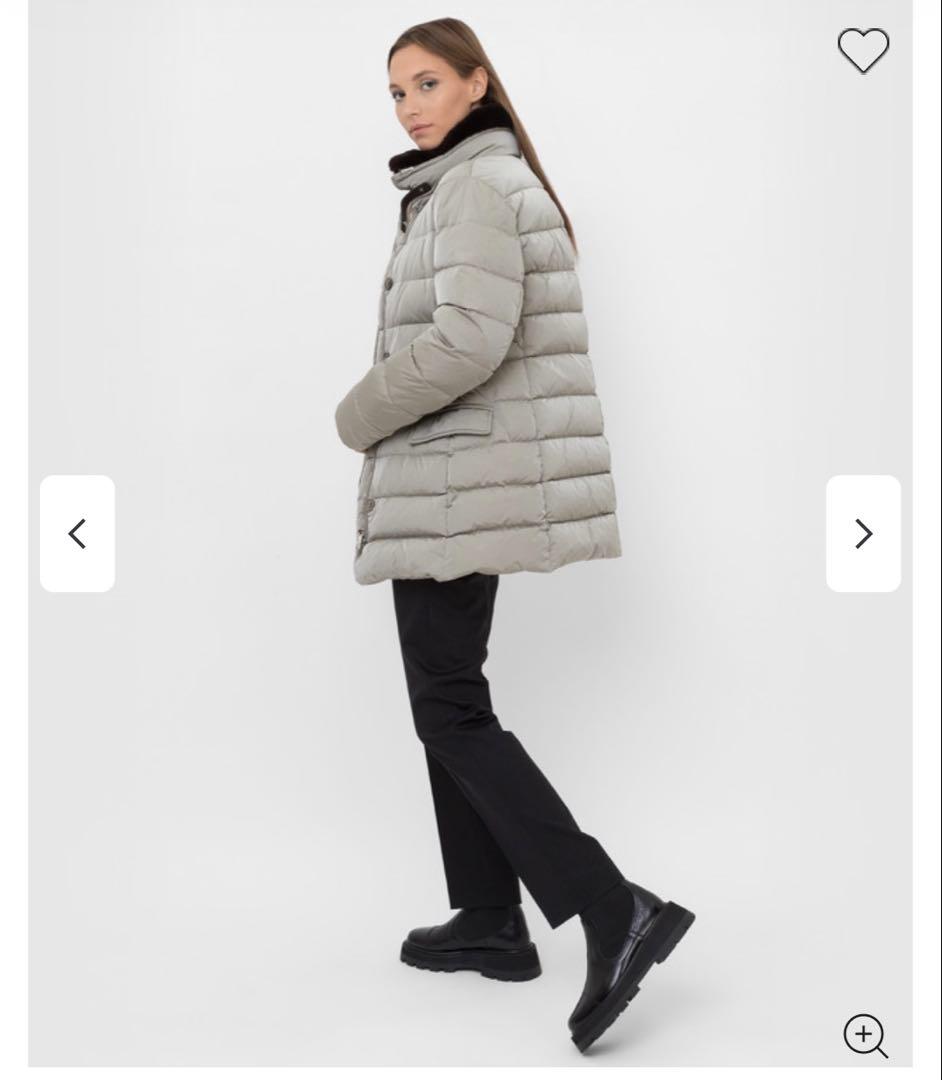 希少★MooRER エレッタ ダウンコート ファー付き 軽量 42 ブラウン