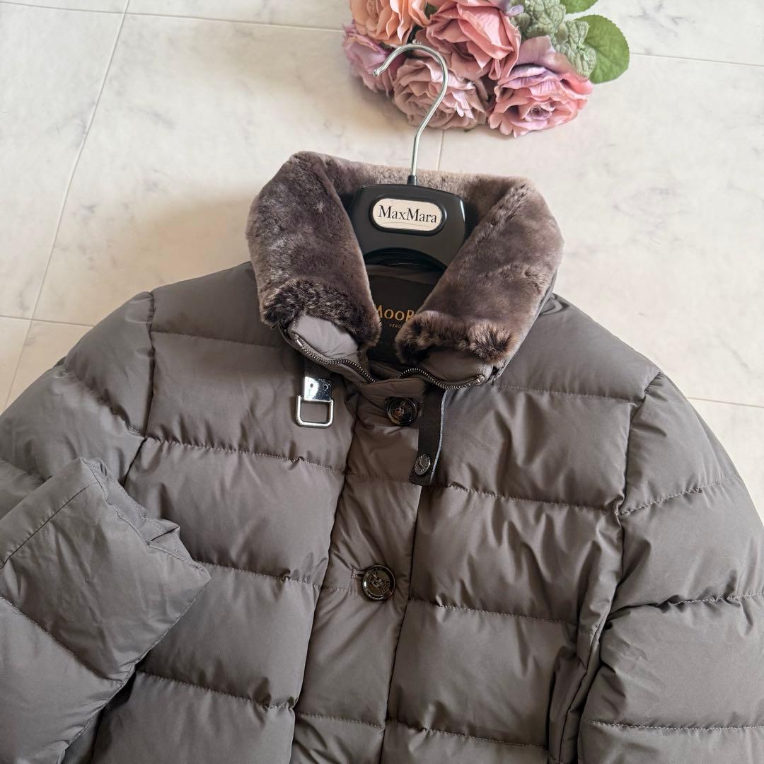 希少★MooRER エレッタ ダウンコート ファー付き 軽量 42 ブラウン