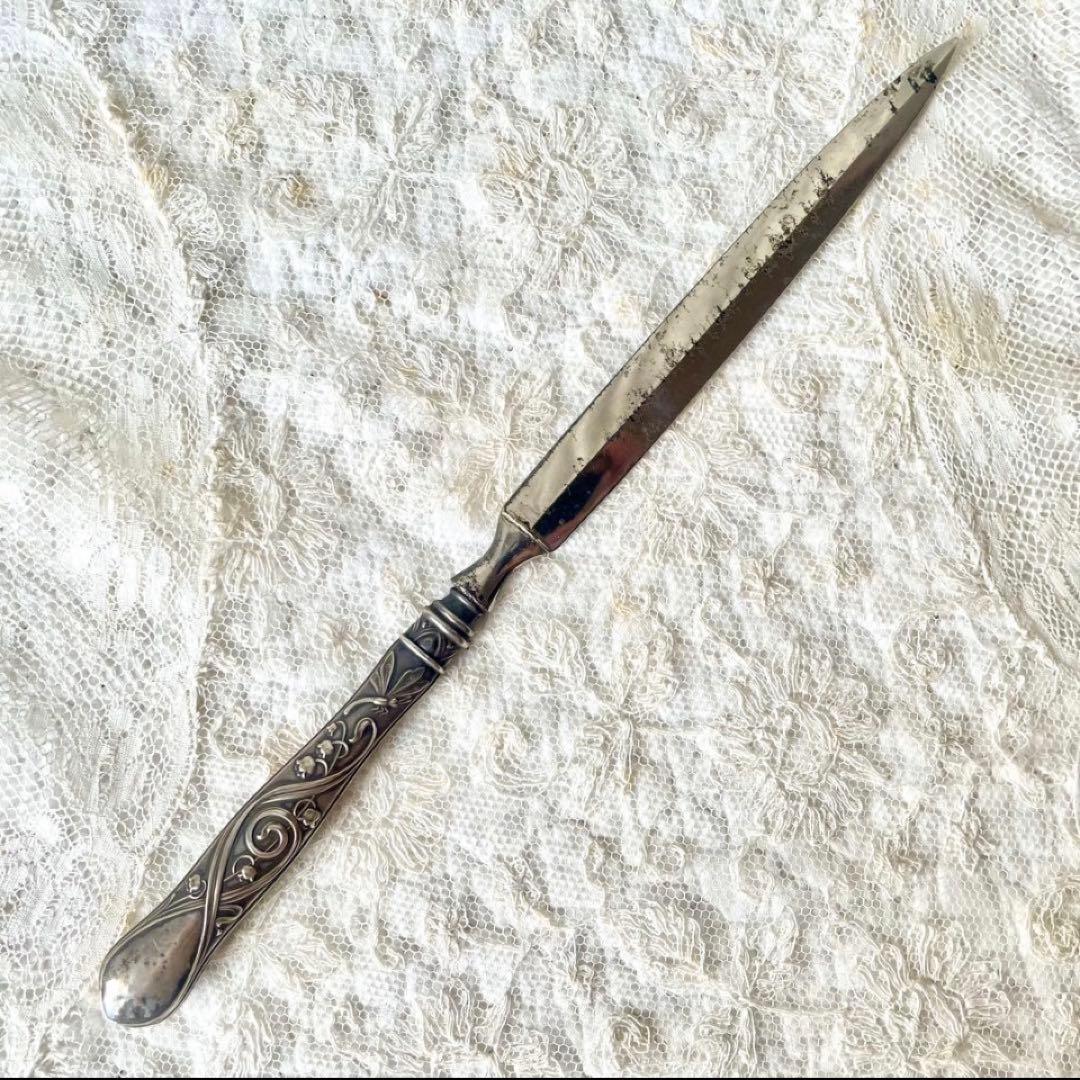 すずらんレリーフレターオープナー&シューボタンフック 2点　フランスアンティーク