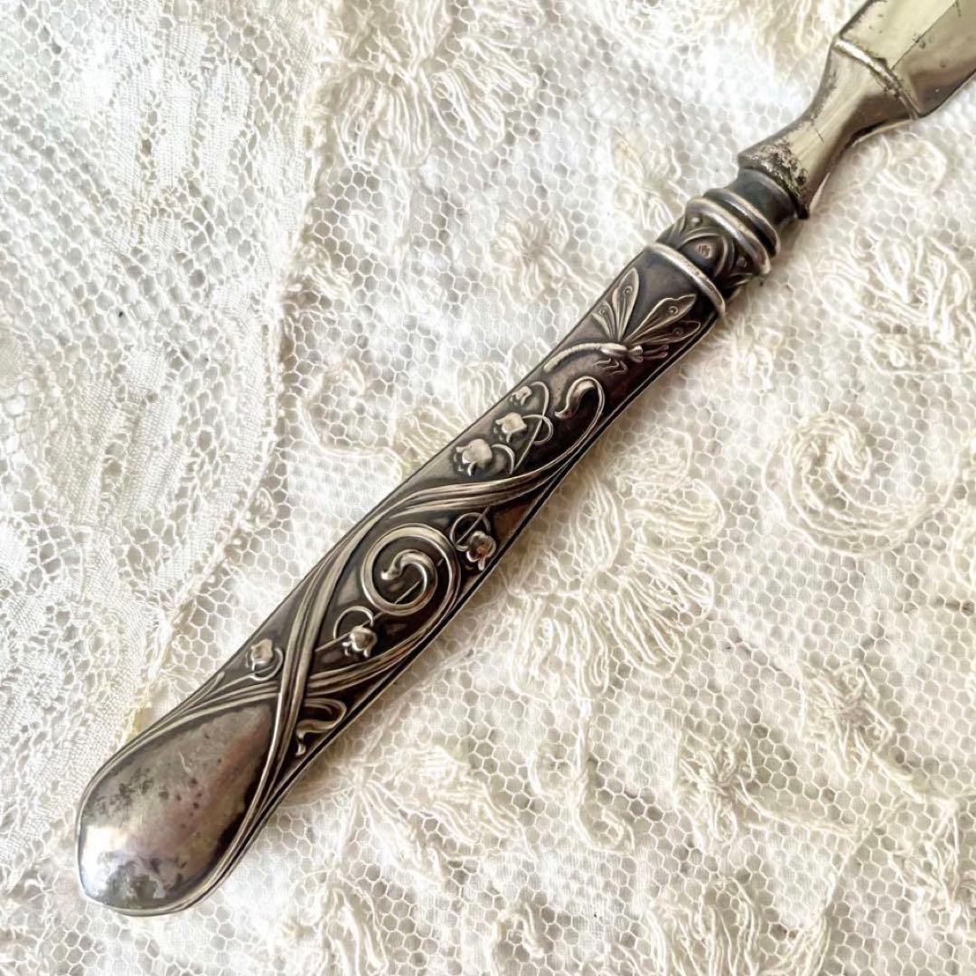 すずらんレリーフレターオープナー&シューボタンフック 2点　フランスアンティーク