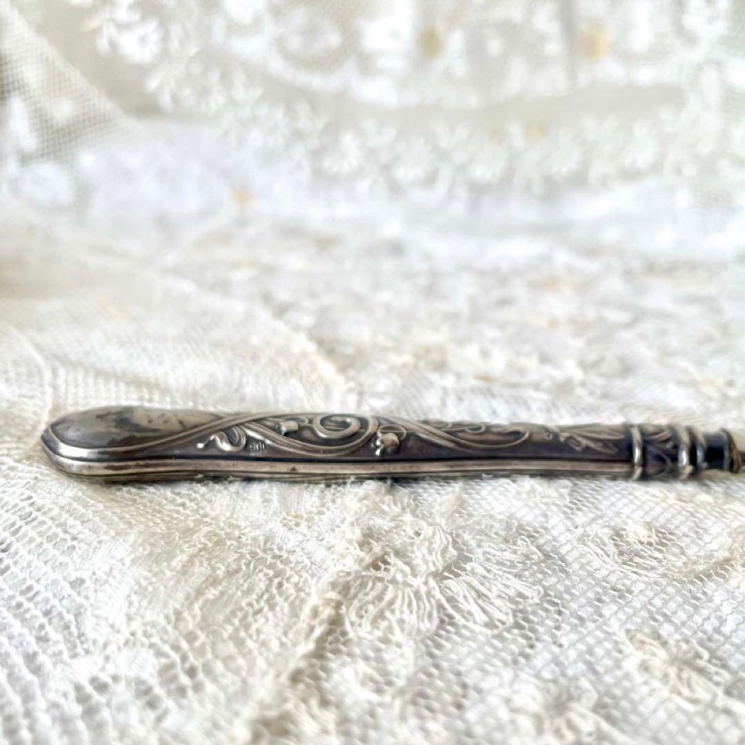 すずらんレリーフレターオープナー&シューボタンフック 2点　フランスアンティーク