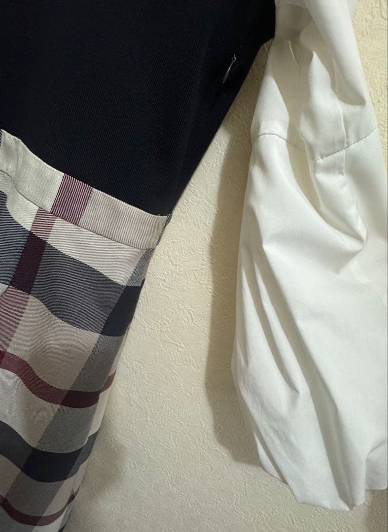 ブルーレーベルクレストブリッジ　ツイードニットドッキングドレス　ベージュ　36