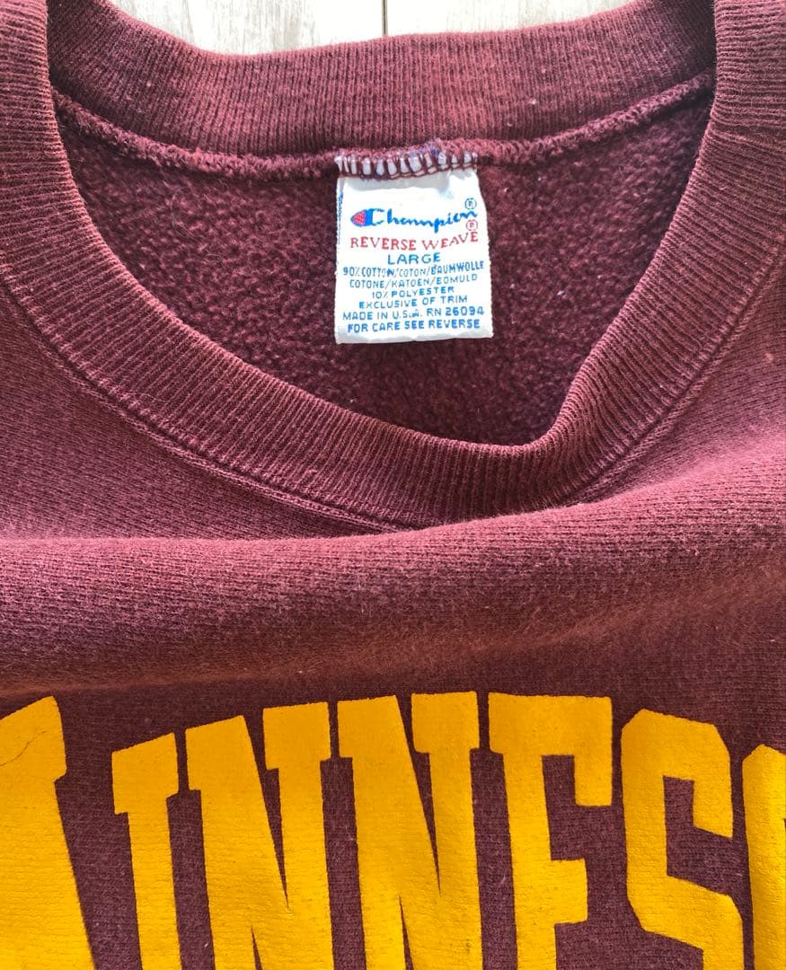 90'sチャンピオン リバースウィーブ ミネソタ大学 USA製 3段ロゴ