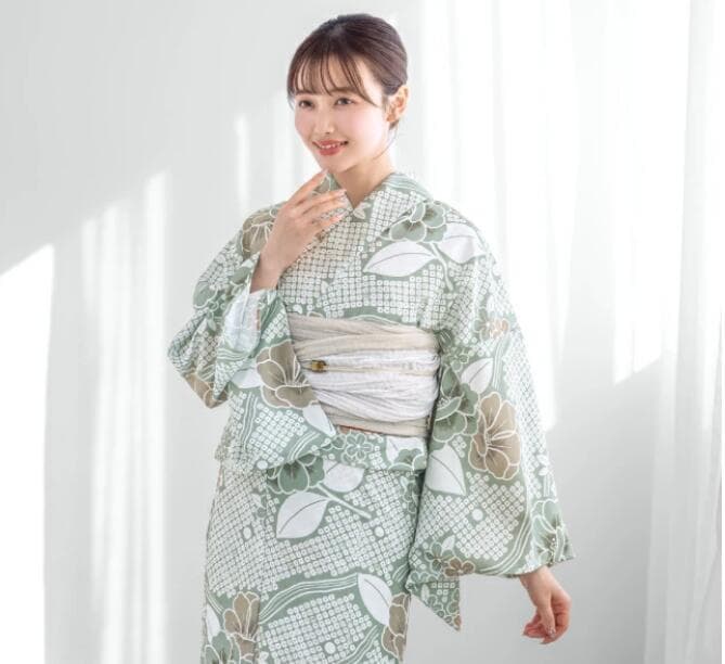 ◆ノー皺加工最高級クールパス◆高級絞り風のモダン翡翠緑浴衣◆二部式簡単浴衣★洗え
