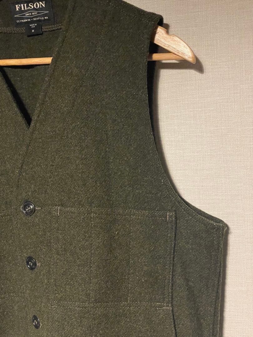 FILSON ウールベスト Mサイズ オリーブグリーン