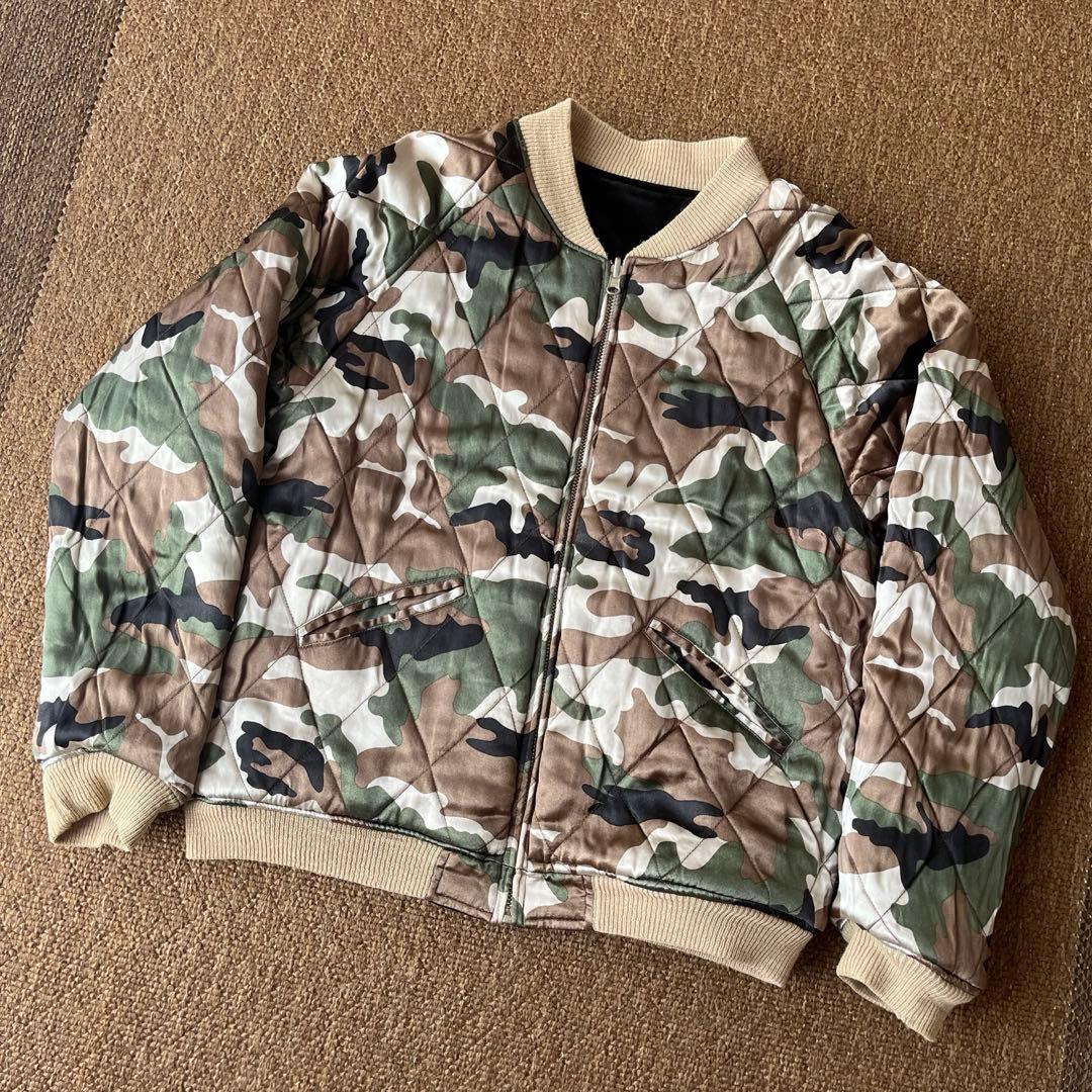 90s 別珍 スカジャン ピンクロ vintage 鷹 虎（検 50s 60s