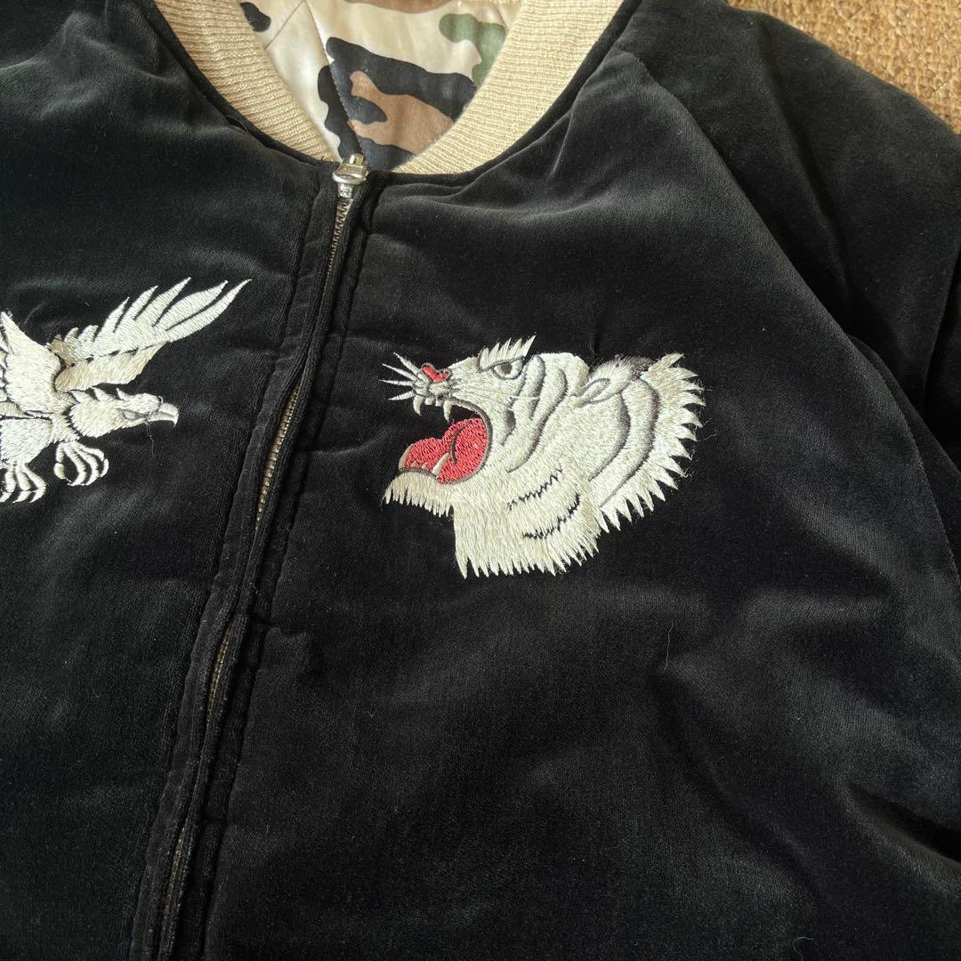 90s 別珍 スカジャン ピンクロ vintage 鷹 虎（検 50s 60s