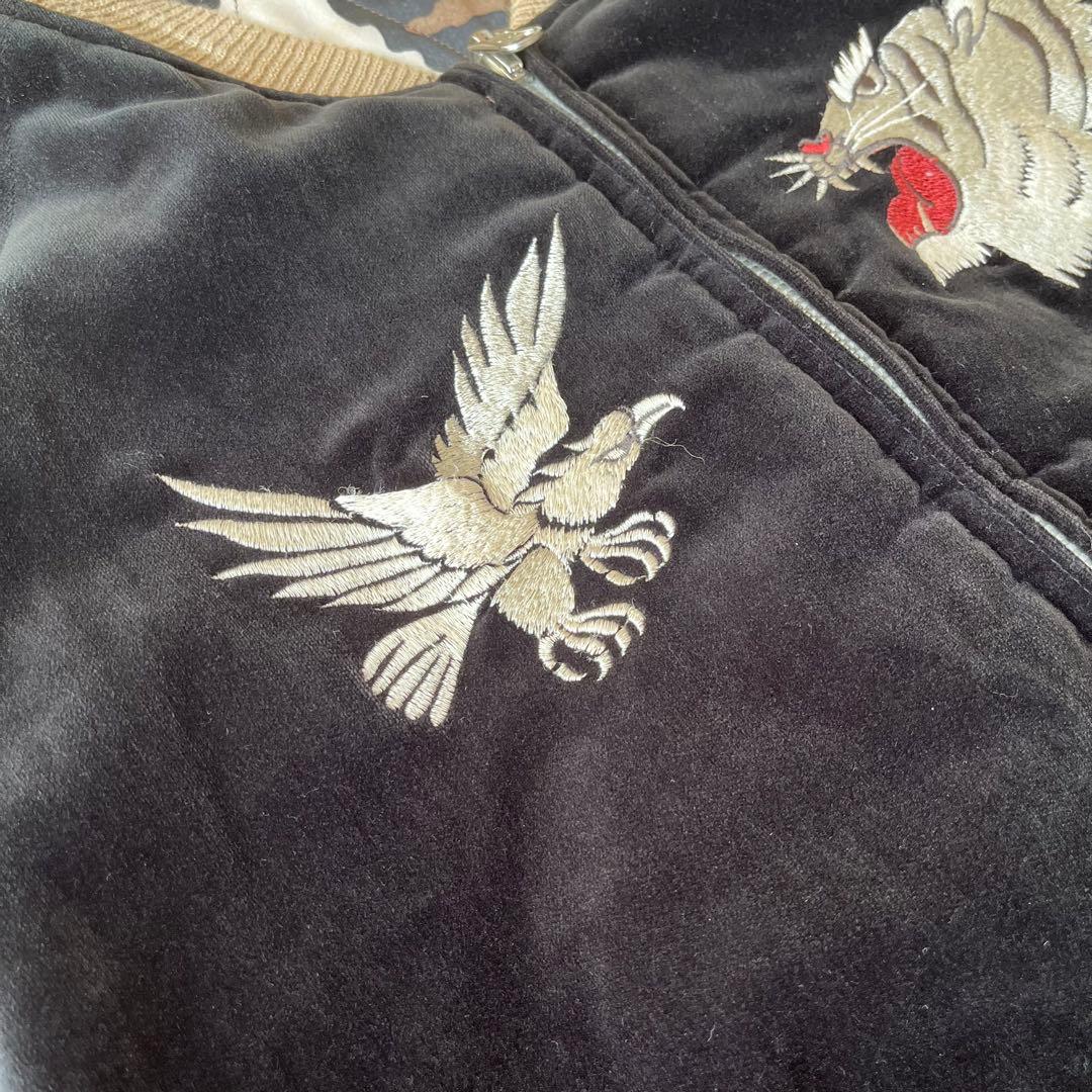 90s 別珍 スカジャン ピンクロ vintage 鷹 虎（検 50s 60s