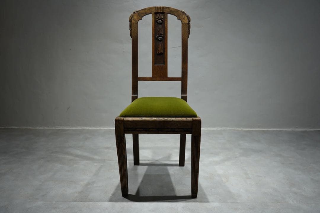 フランスアンティーク　アールデコ　装飾　アンティーク　オーク材　木味の良い椅子