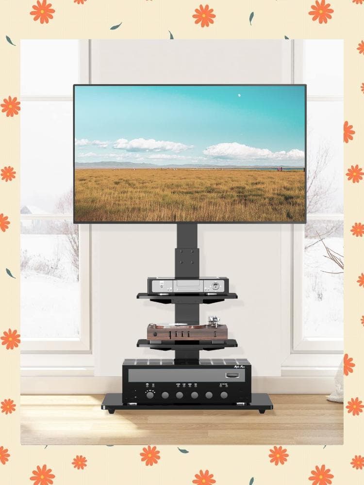 テレビスタンド 左右30°回転 3段棚板付き