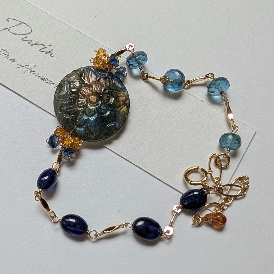 R✴︎H様 ミルキーアクアマリン マーキスフラワーカービングピアス