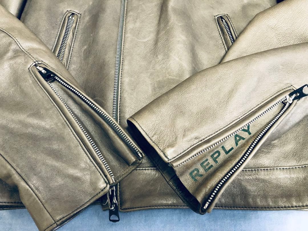 BamikiリプレイREPLAYシングルライダースレザージャケットサイズS