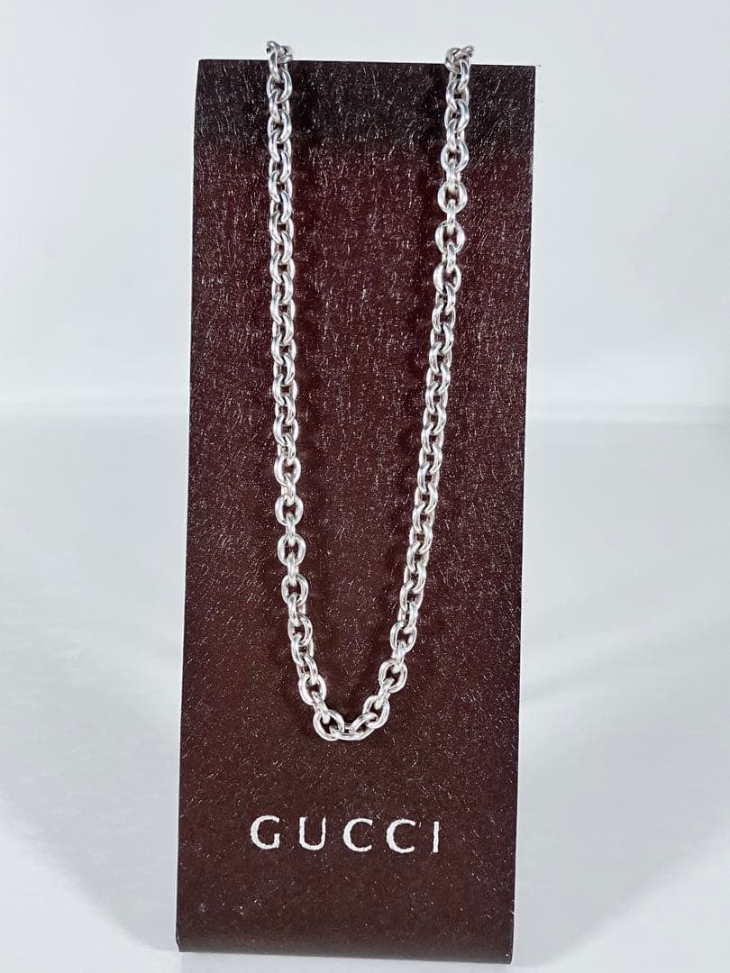 【超美品】GUCCI オーバル チェーン ネックレス 男女兼用 シルバー92