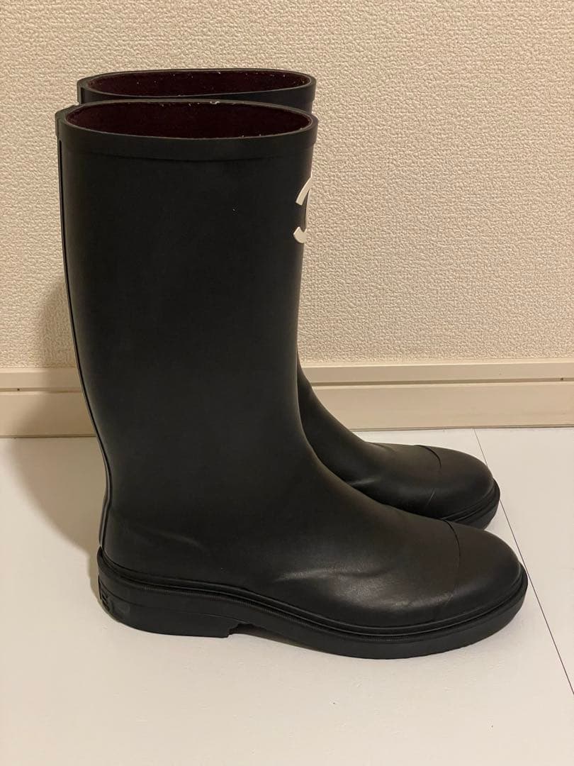 CHANEL シャネル レインブーツ ロングブーツ ブラック 41 正規品 箱付