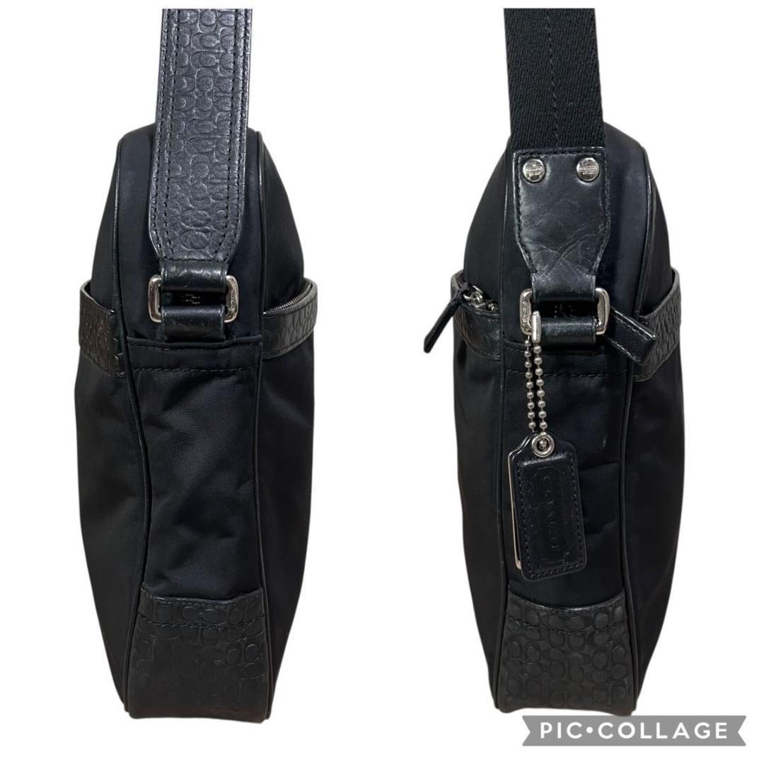 美品　コーチ ショルダーバッグ 斜め掛け 黒 ブラック クロスボディ レザー