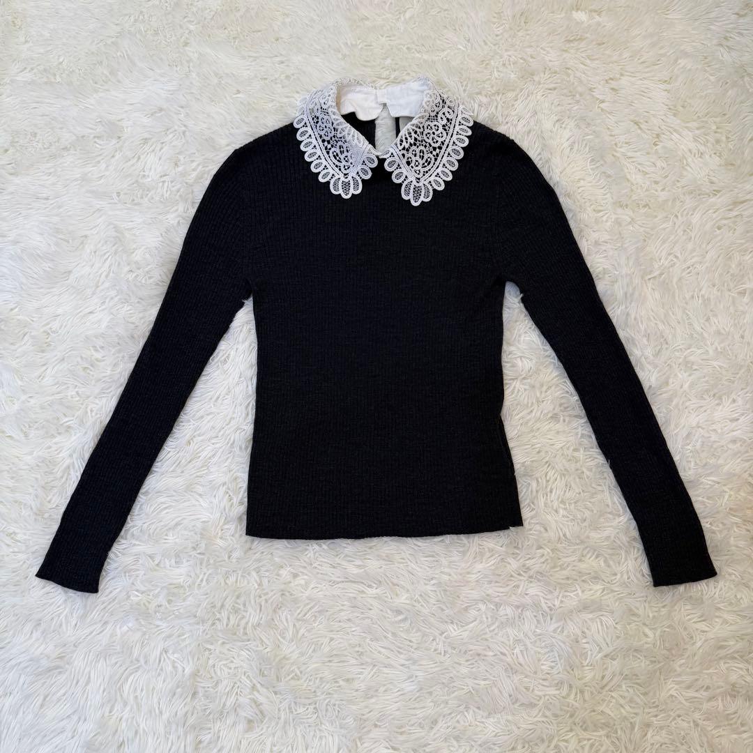 ユナイテッドアローズ レディ2WAYニット レース襟取外し可能 グレー