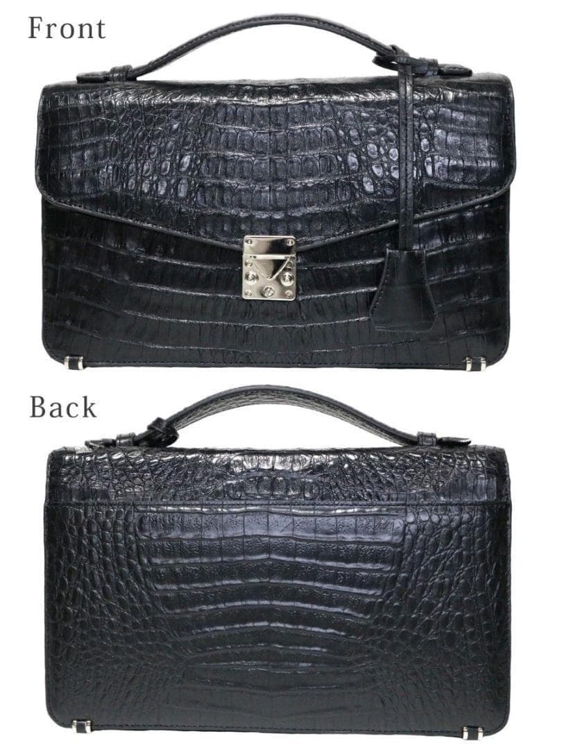 25S クロコダイル ハンドバッグ ビジネスバッグ ブラック 人気 メンズ 黒色