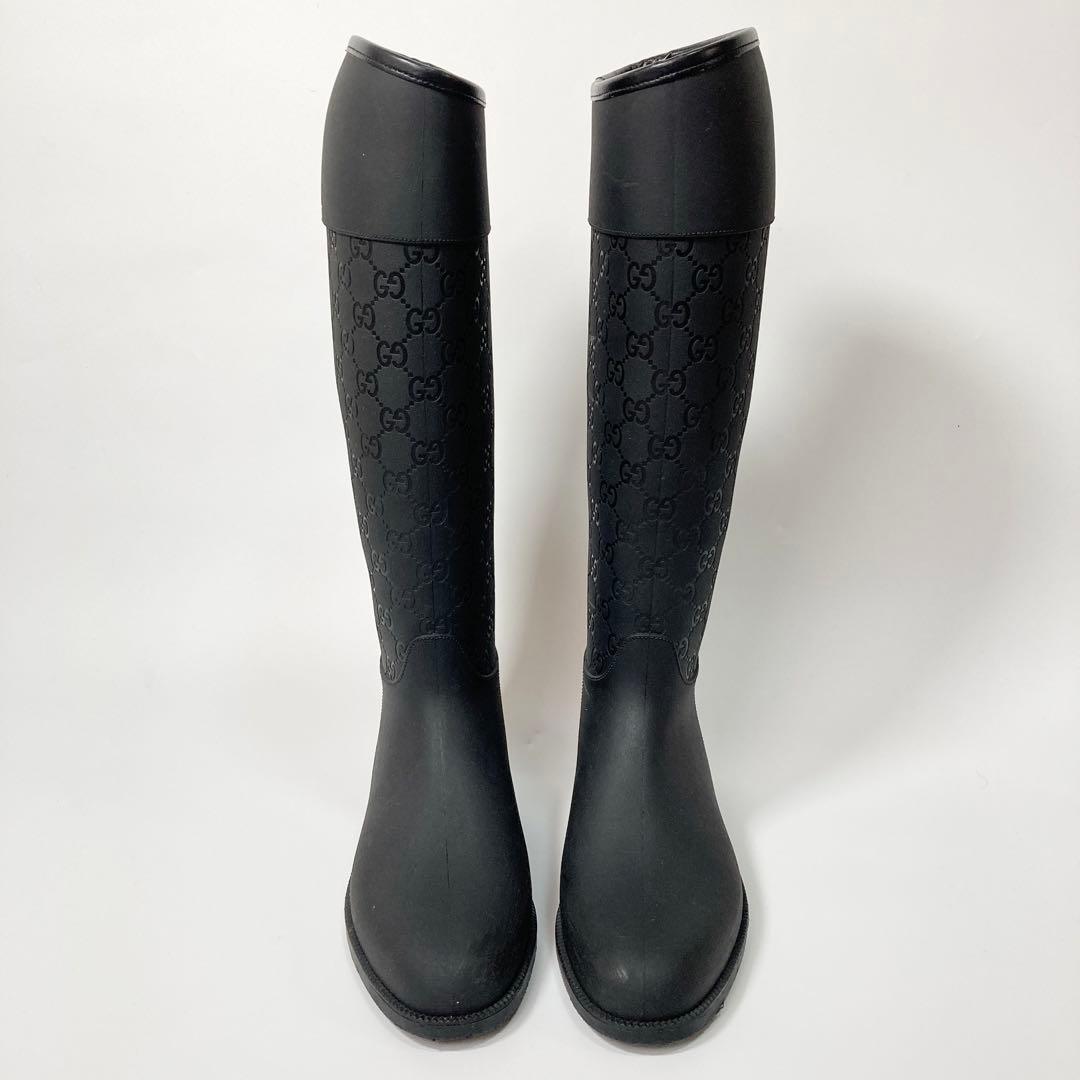 GUCCI グッチ レインブーツ GG柄 36 23cm ブラック