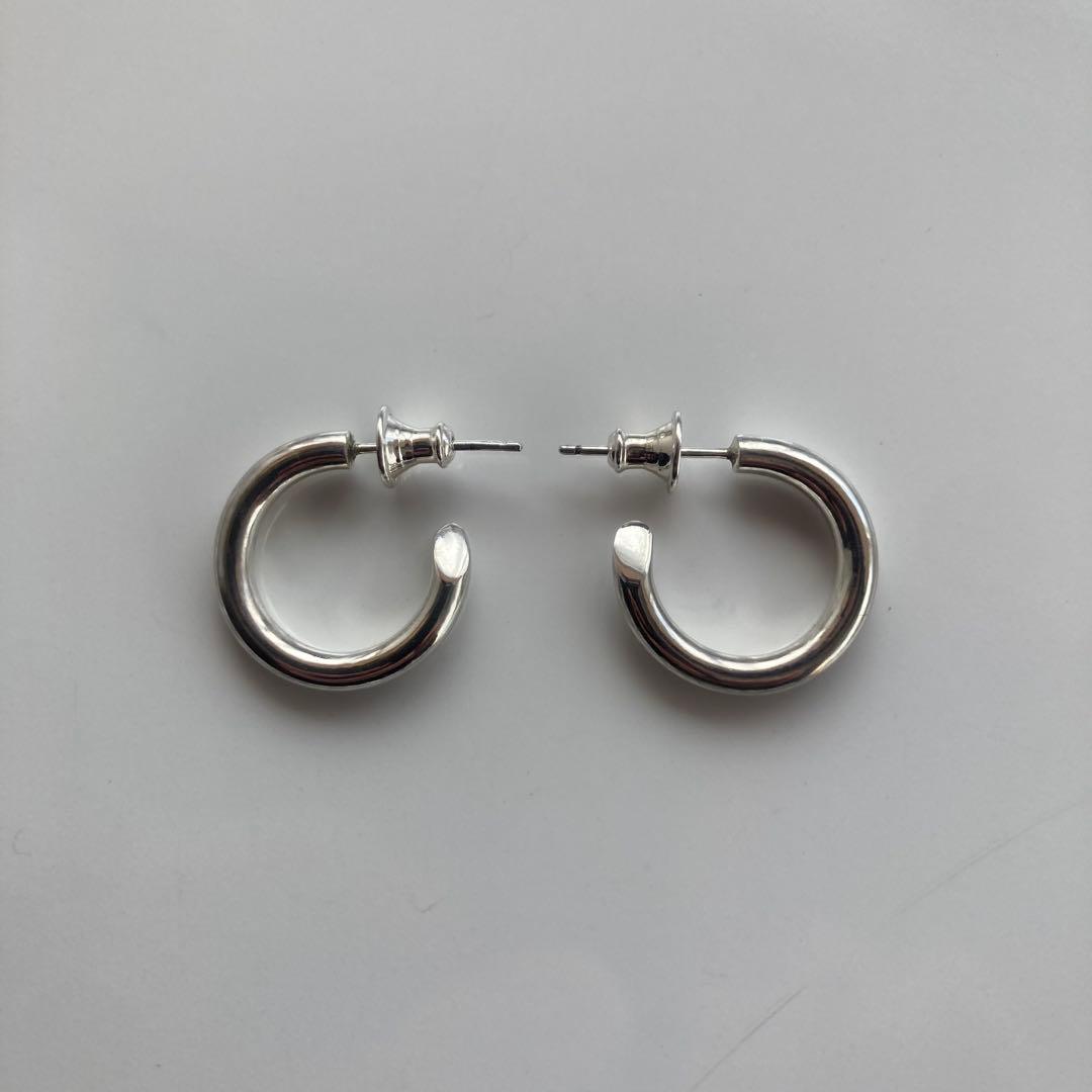 新品 【 3mm×18mm 】両耳用 シルバー925 フープピアス
