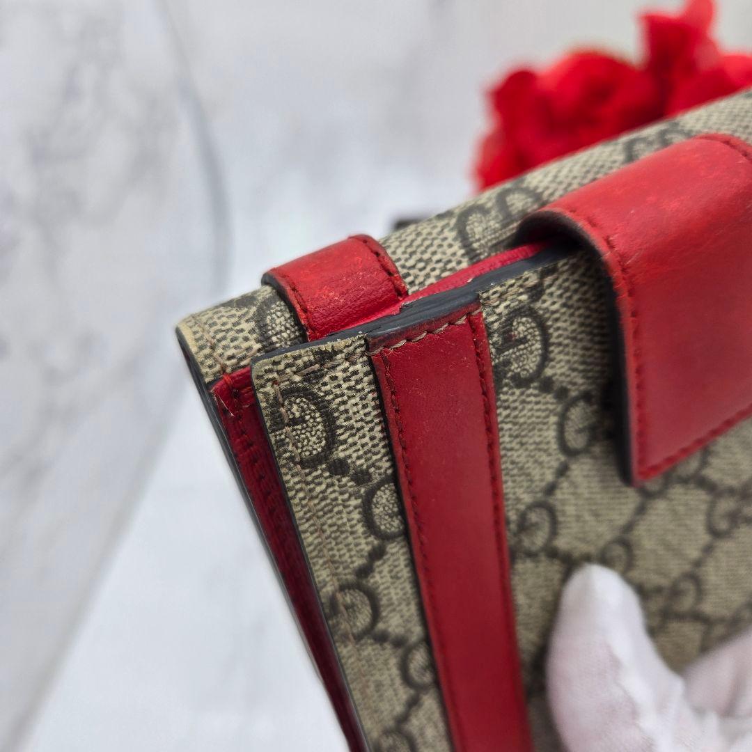 【希少】 GUCCI グッチ 折り財布 財布 GG スプリーム ベルト レッド