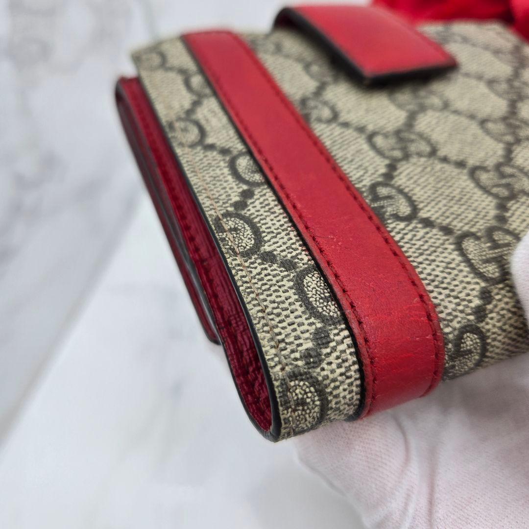 【希少】 GUCCI グッチ 折り財布 財布 GG スプリーム ベルト レッド