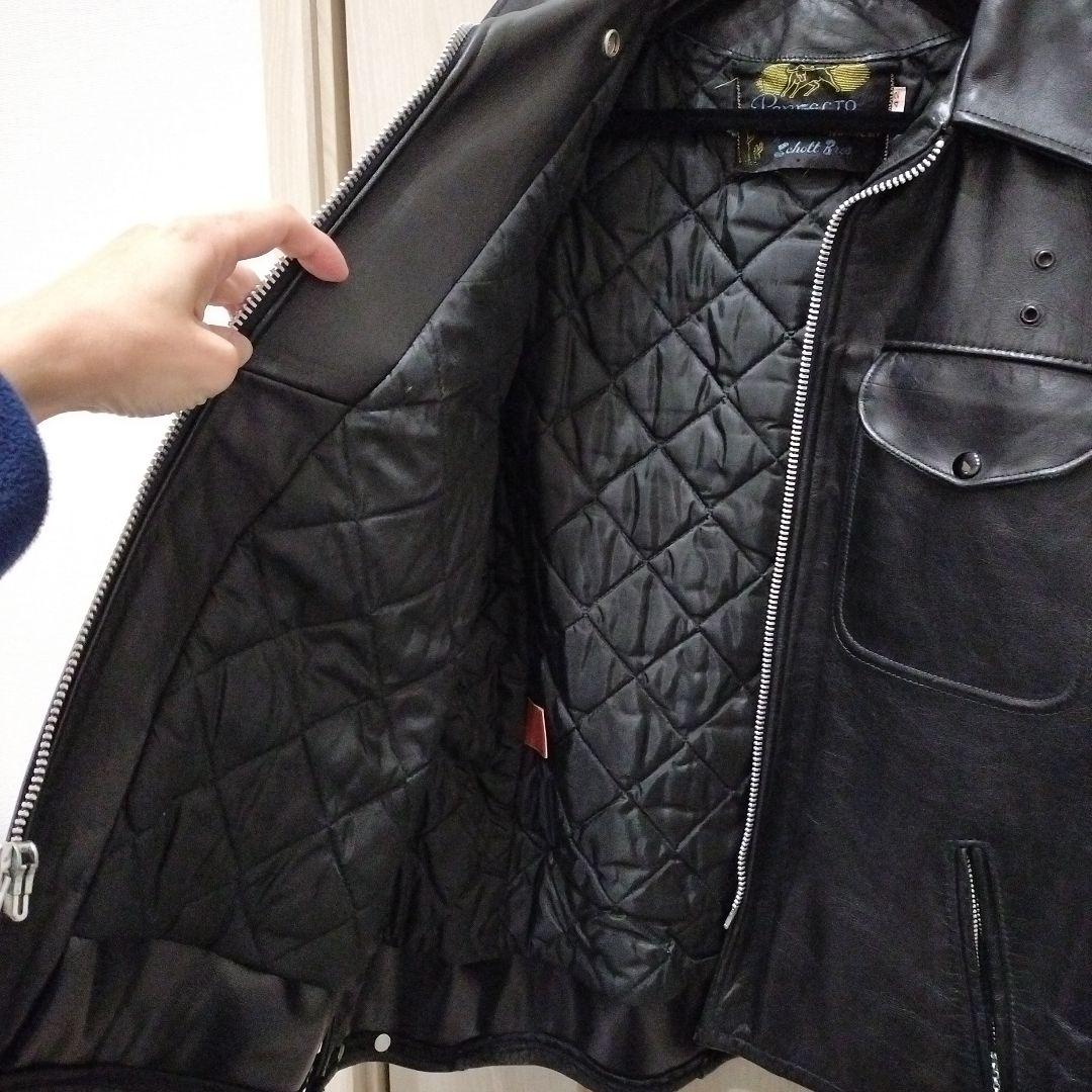 M*ム様 Schott ショット ポリスマン ジャケット レザー ブラック 42