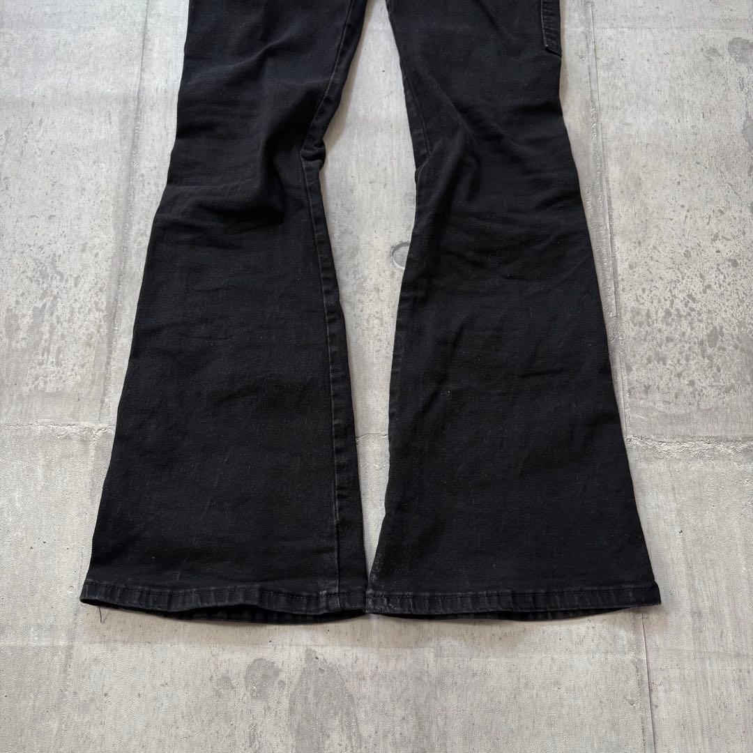 パンツ y2k opium flare black denim cargo pants