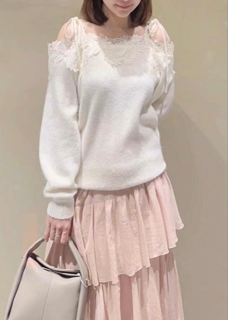 SNIDEL オフショルダー ニットセーター Fサイズ アイボリー