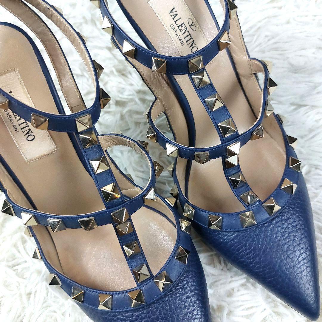 極美品 VALENTINO ガラヴァーニ ロックスタッズストラップレザーパンプス