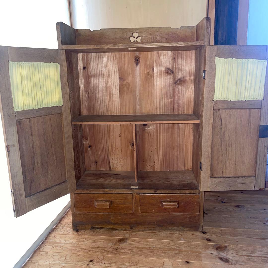 【希少】アンティーク ガラス 戸棚 チェスト キャビネット 飾り棚 昭和レトロ