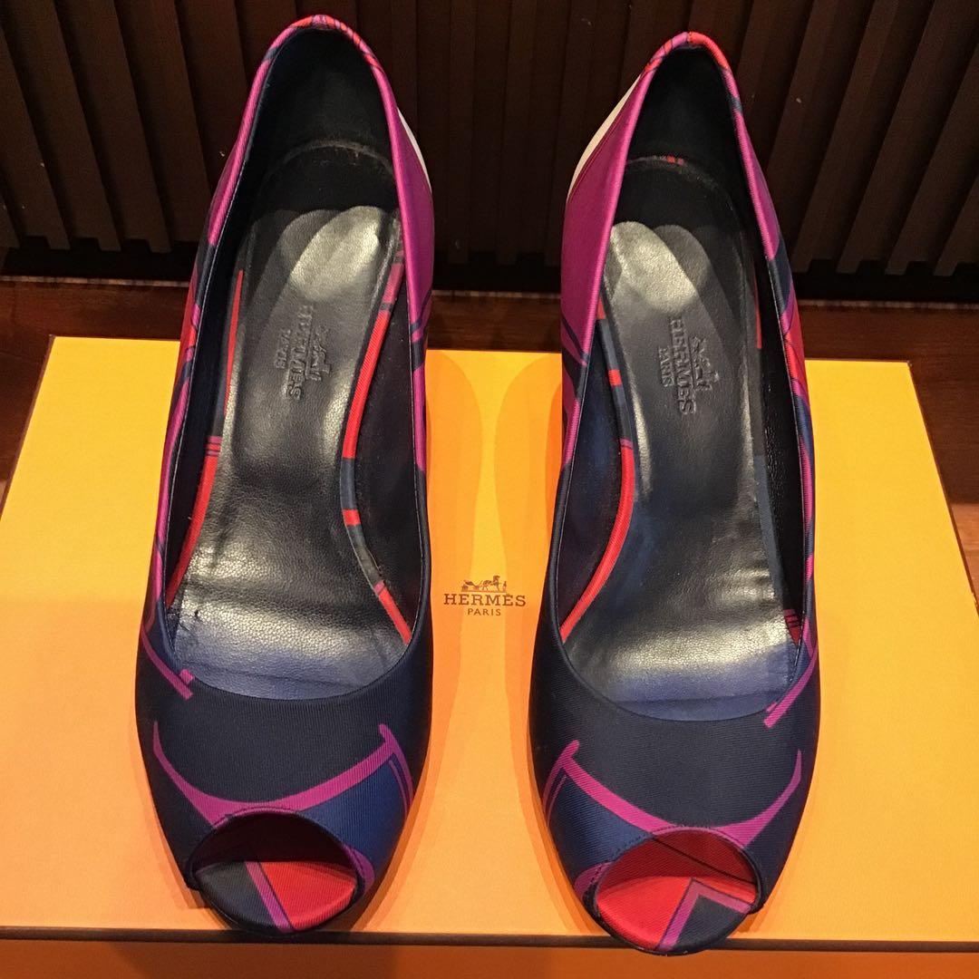 エルメスシルクパンプス37