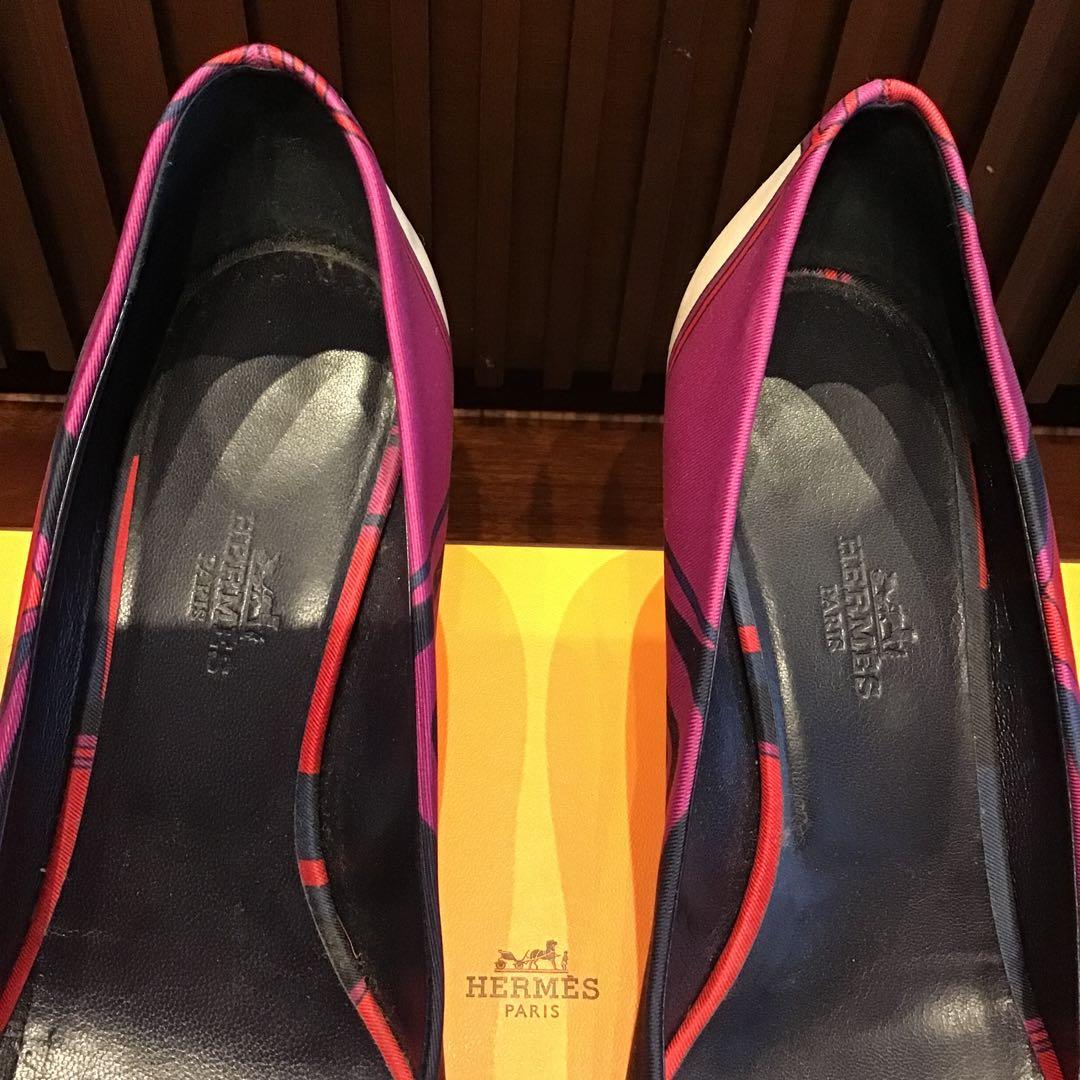 エルメスシルクパンプス37