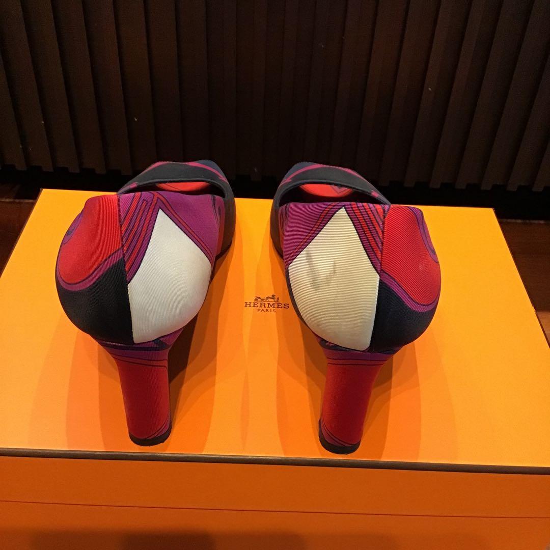 エルメスシルクパンプス37